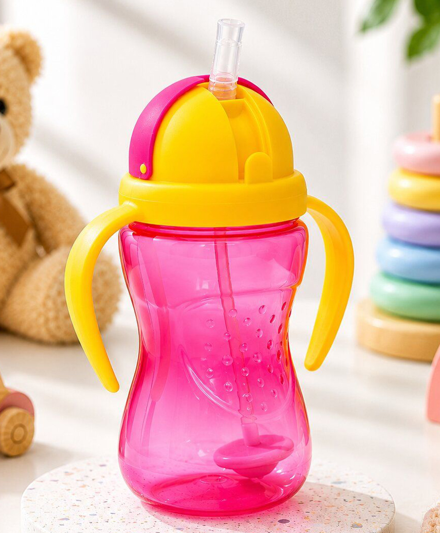 Adore Sippero Sports Straw Sipper with Gravity Ball and Retractable Dust Free Cap- 300ml- Pink-image-39