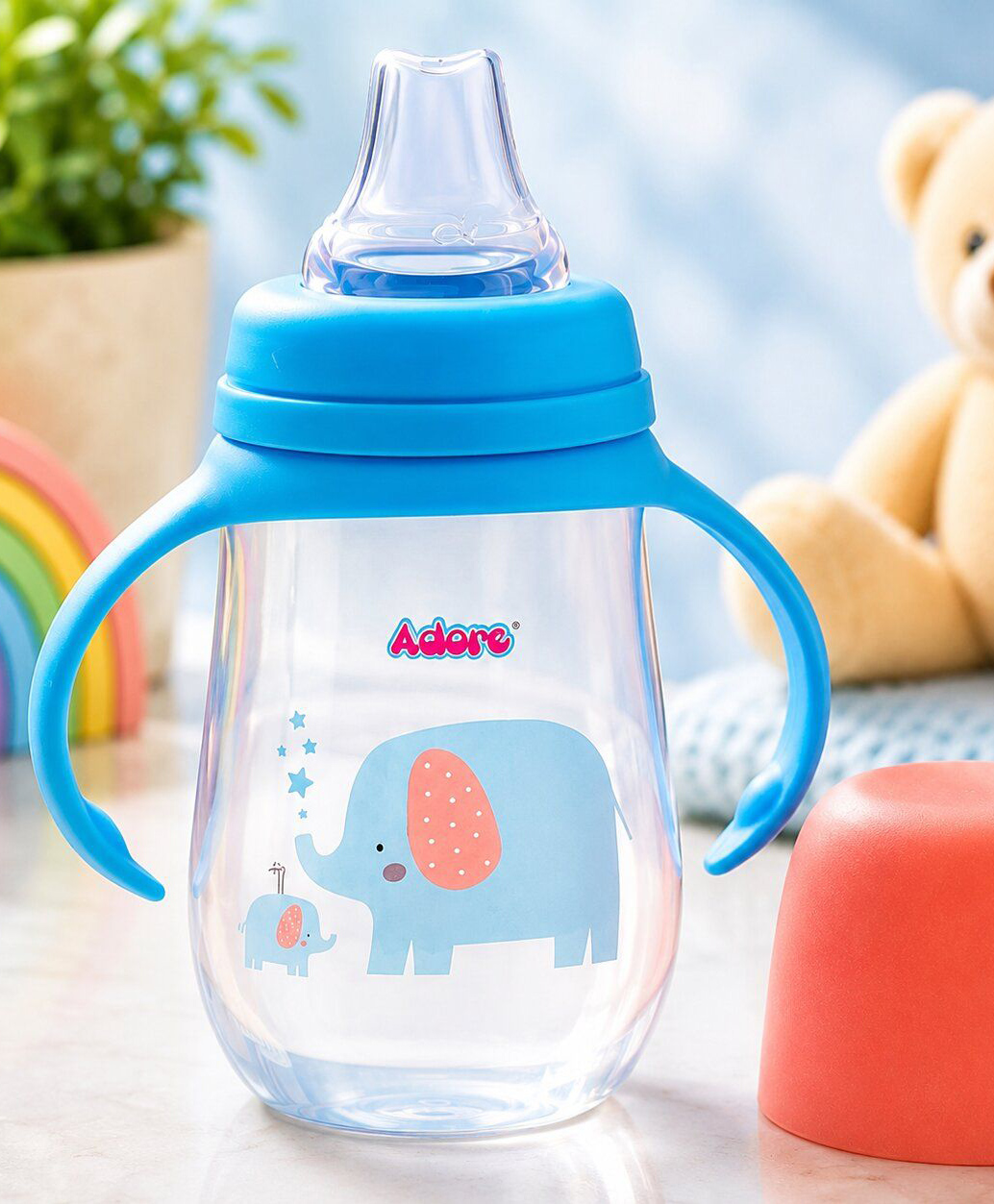Adore Ireland Wide Neck Soft Spout sipper with Twin Handle-250ml- Blue Elephant-image-48