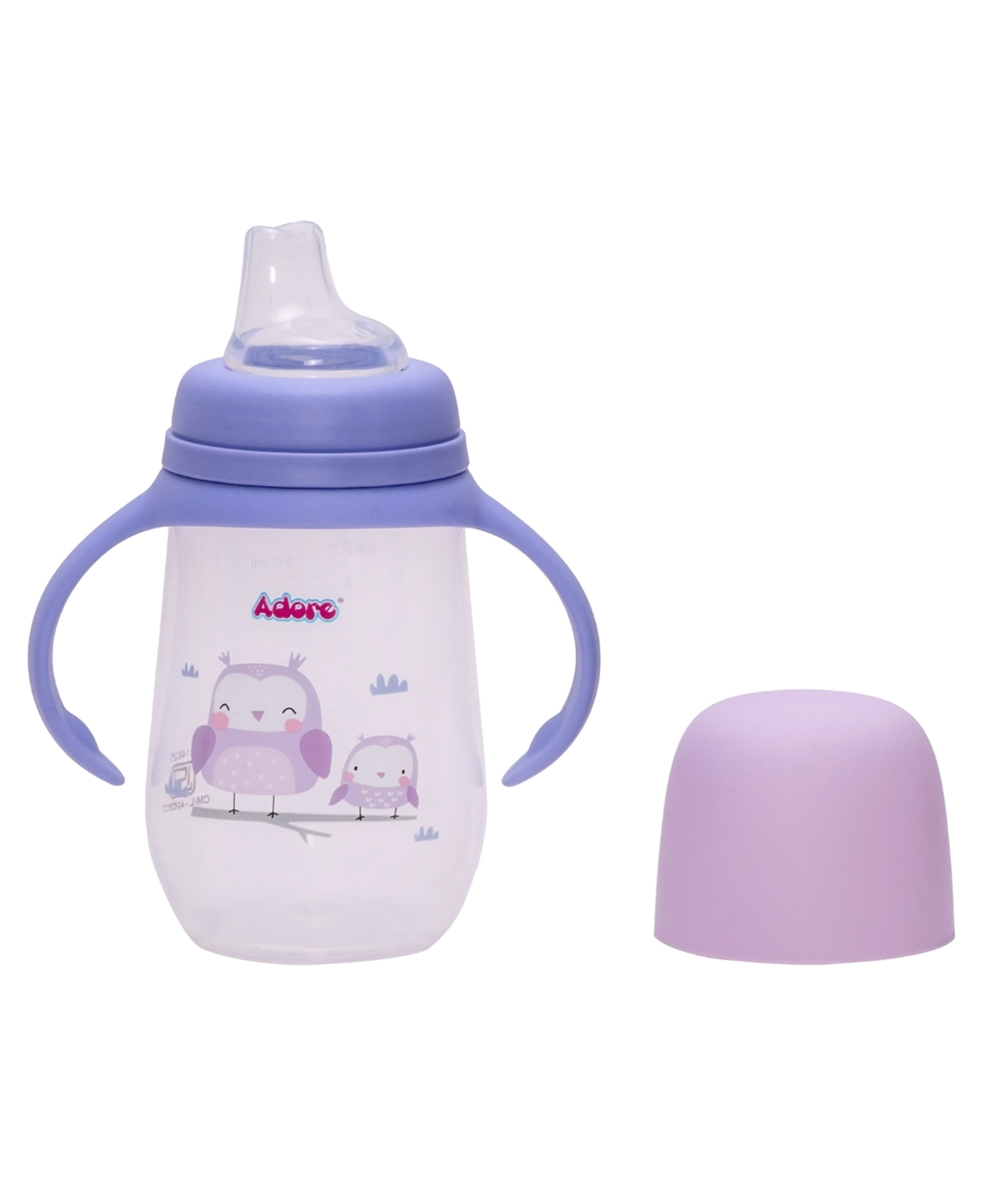 Adore Ireland Wide Neck Soft Spout sipper with Twin Handle-250ml- Purple Owl-image-5
