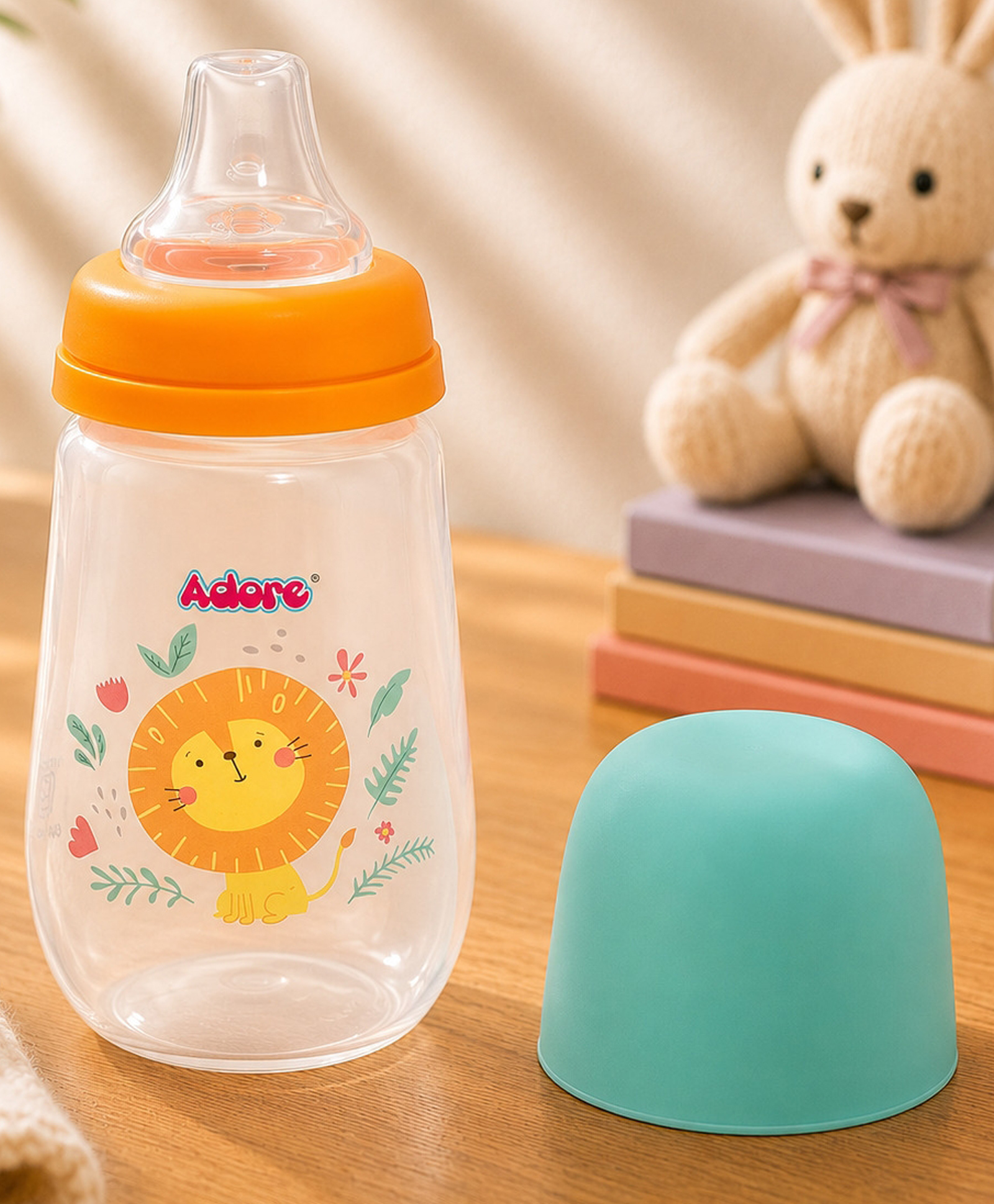 Adore Meta Wide Neck Soft Spout Sipper with Dust Free Cap -250ml- Orange Lion-image-19