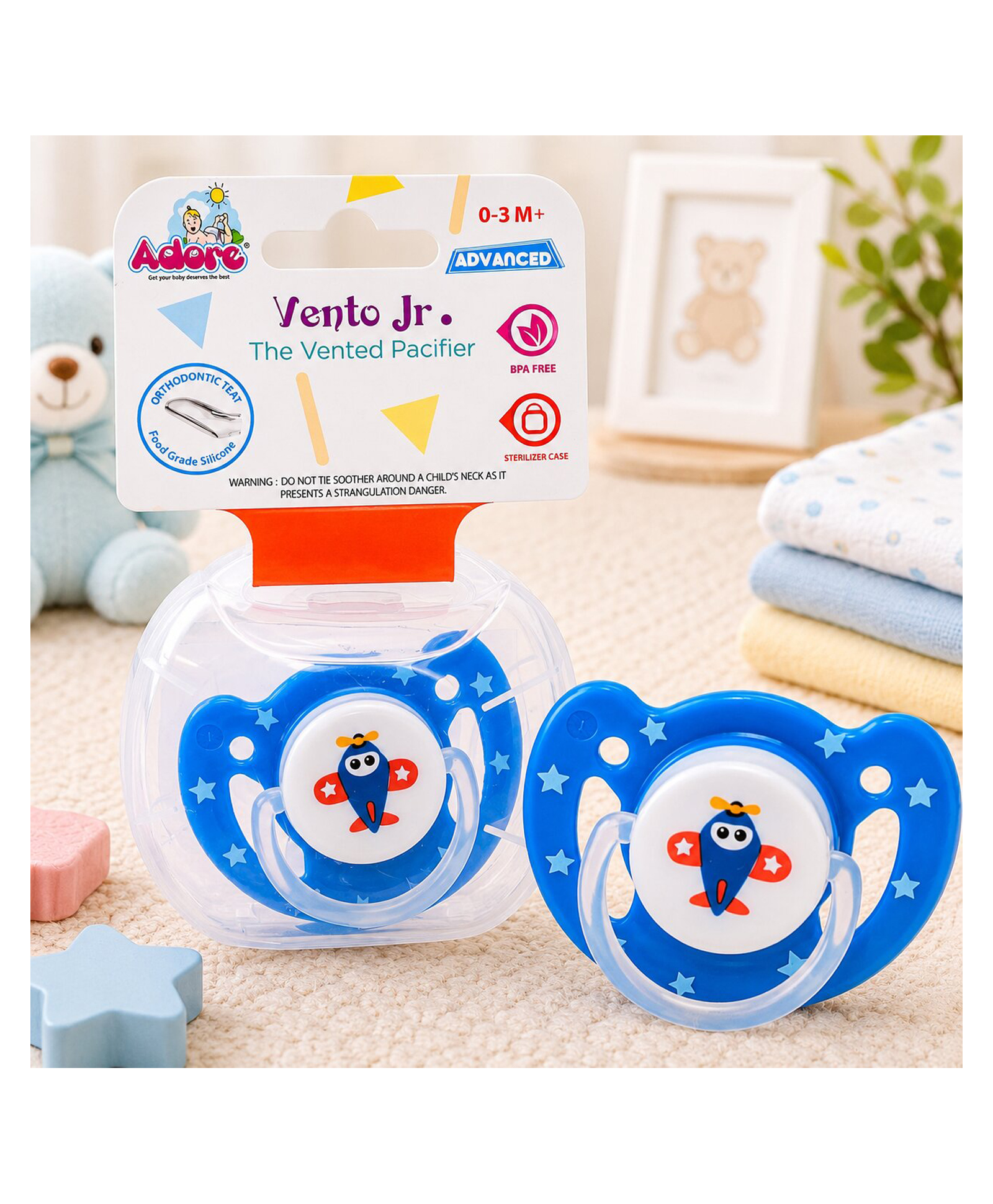 Adore Vento Jr - The Orthodontic Vented Pacifier with Multipurpose Storage Case-Blue-image-41