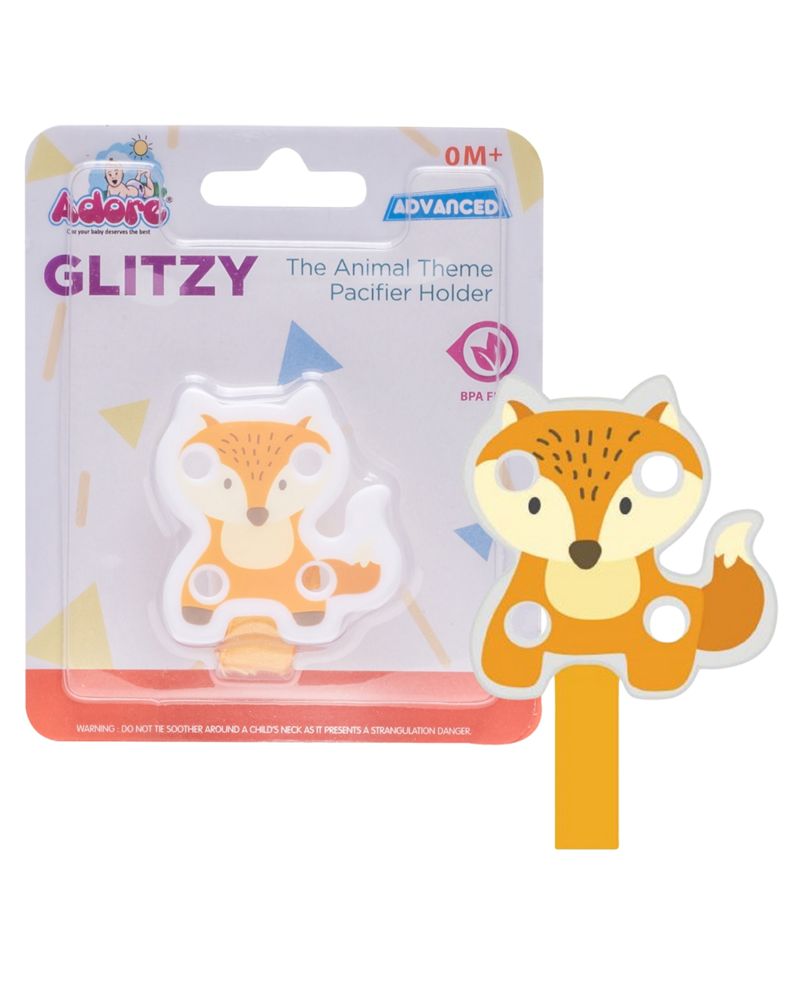 Adore Glitzy - The Animal Theme Pacifier Holder with Velcro-Fox-picture-11