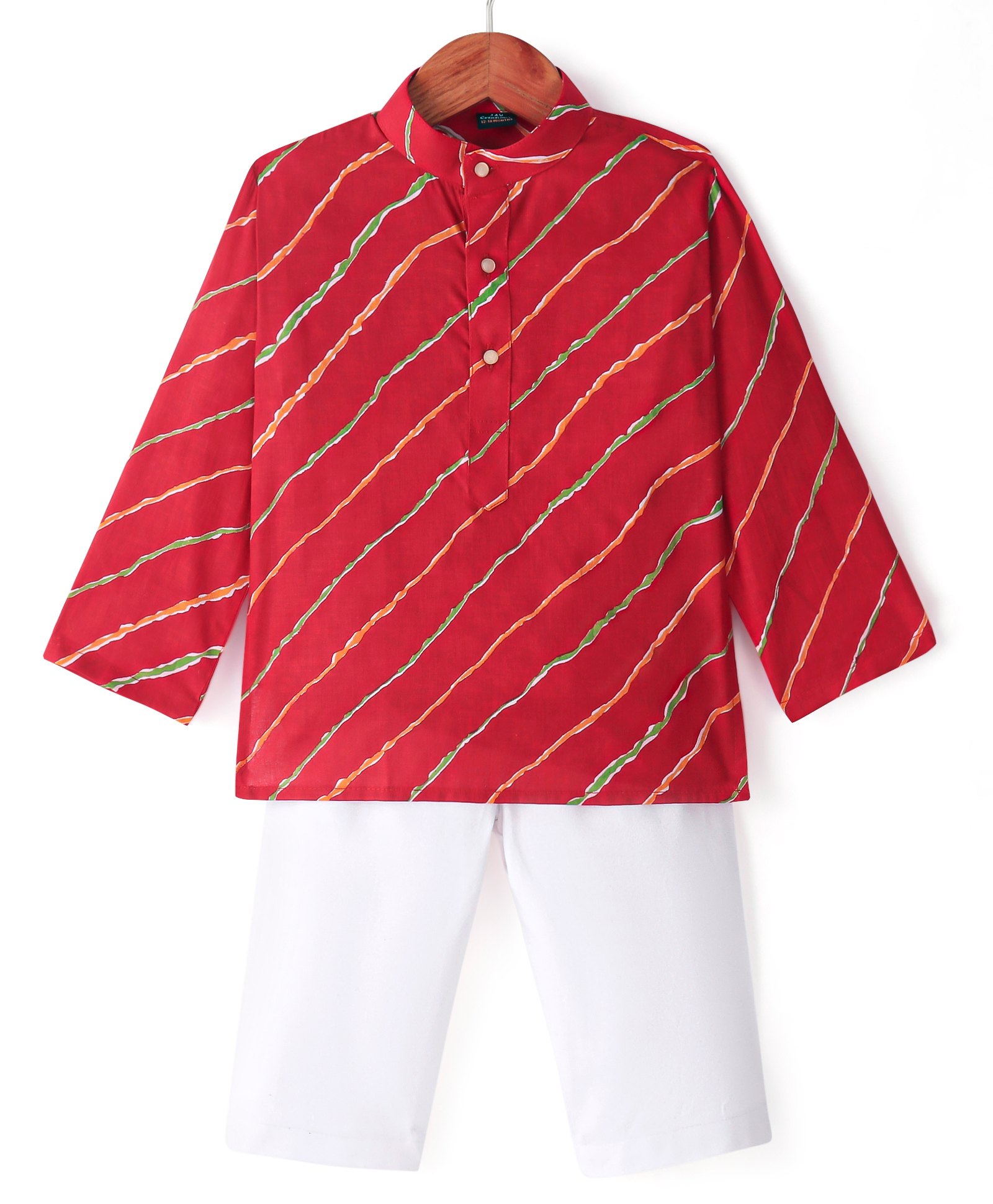 JAV Creations Full Sleeves Leheriya  Printed Kurta With Pyjama - Maroon-picture-33