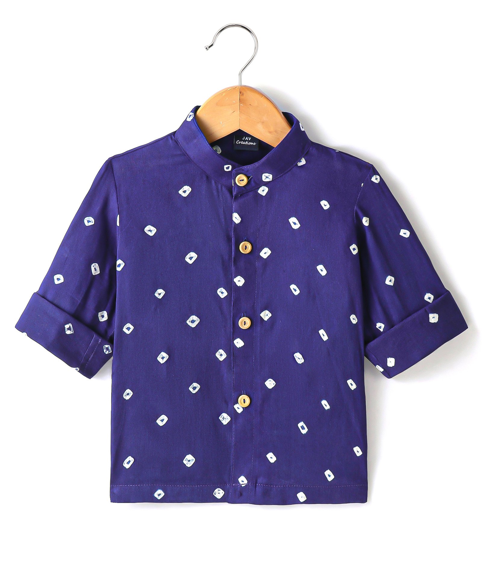JAV Creations Full Sleeves Bandhani Printed Shirt - Royal Blue-picture-16