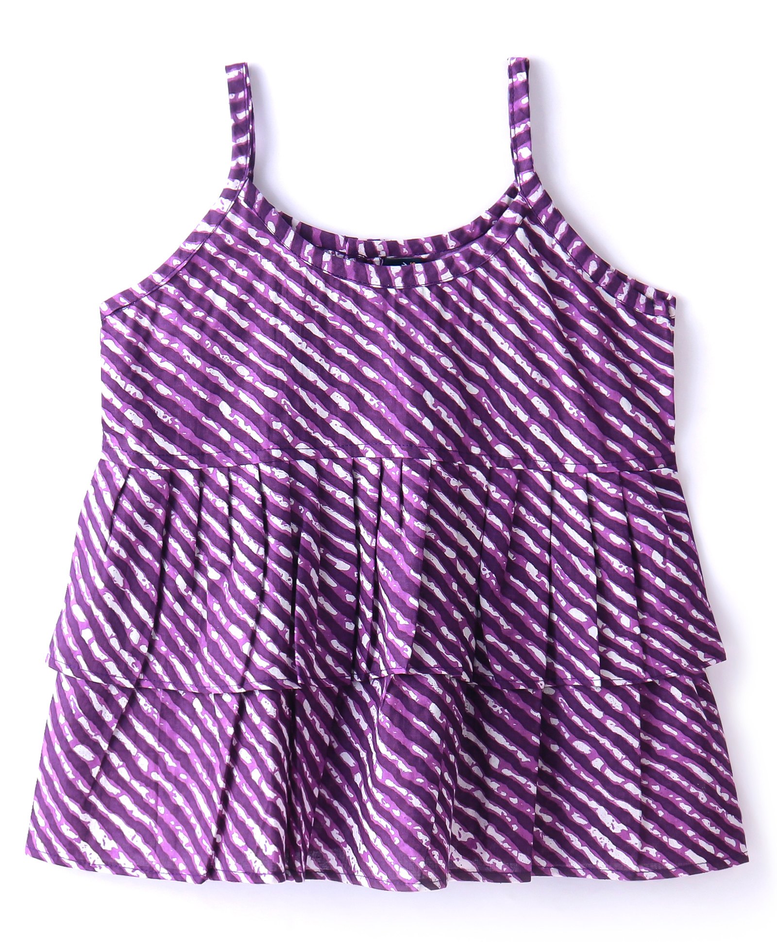 JAV Creations  Sleeveless Leheriya Designed Peplum Layered Top - Purple-picture-4
