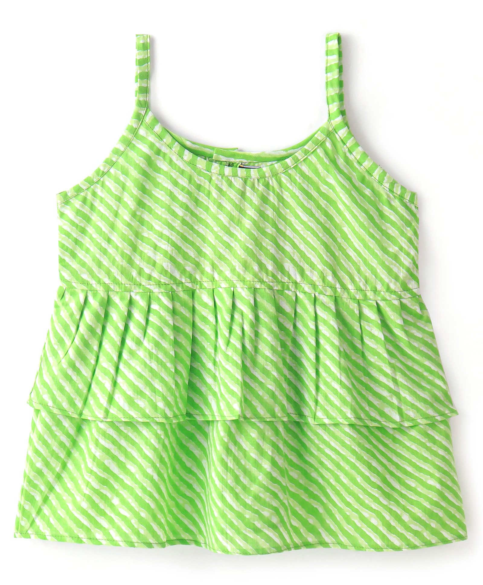 JAV Creations  Sleeveless Leheriya Designed Peplum Layered Top -  Green-picture-14
