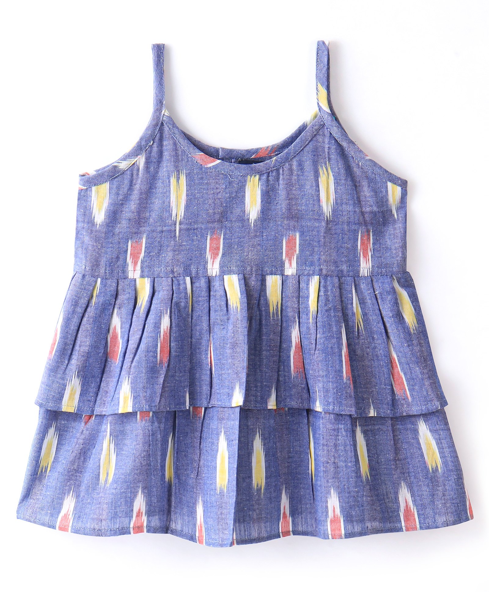 JAV Creations  Sleeveless Ikat  Designed Peplum Layered Top -  Blue-picture-19