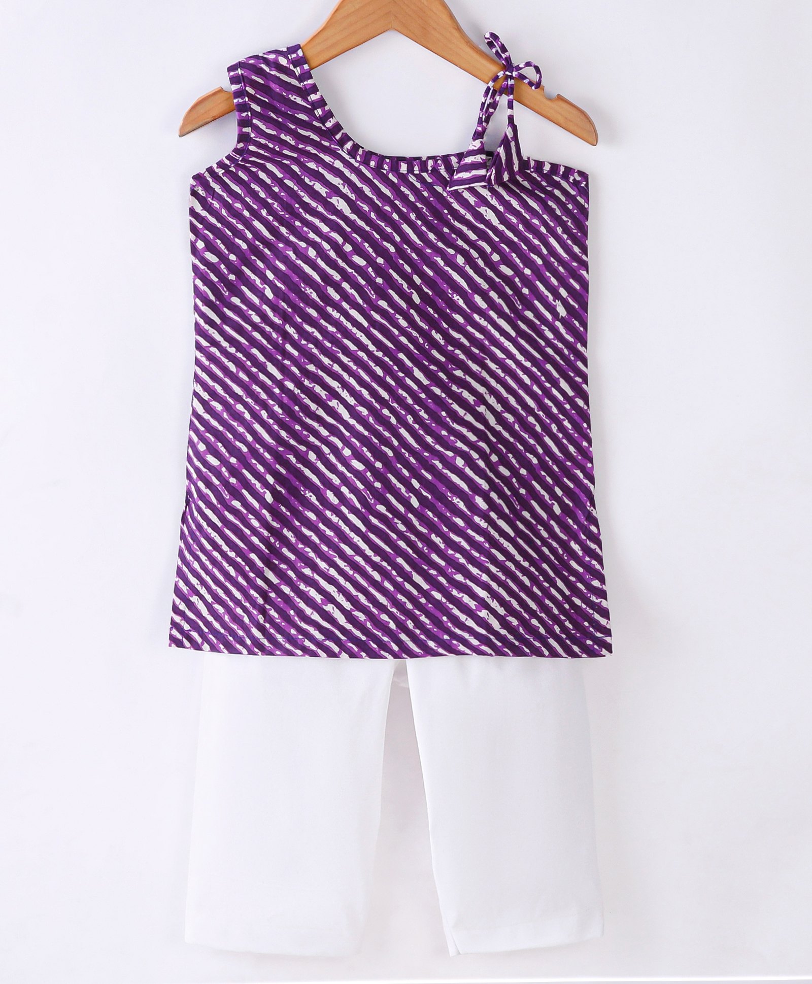 JAV Creations Sleeveless Leheriya  Designed Kurta & Pant - Purple-picture-18