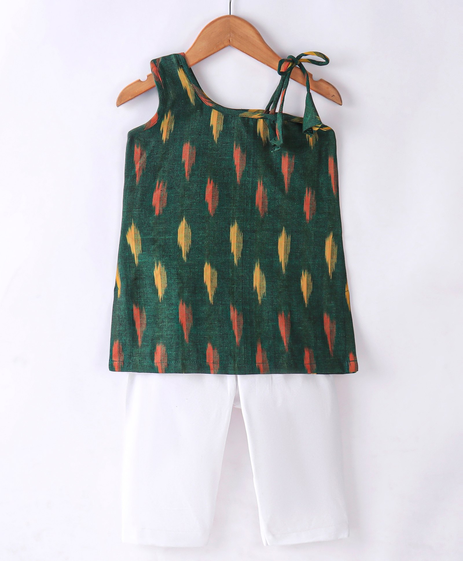 JAV Creations Sleeveless Ikat   Designed Kurta & Pant - Green-picture-43