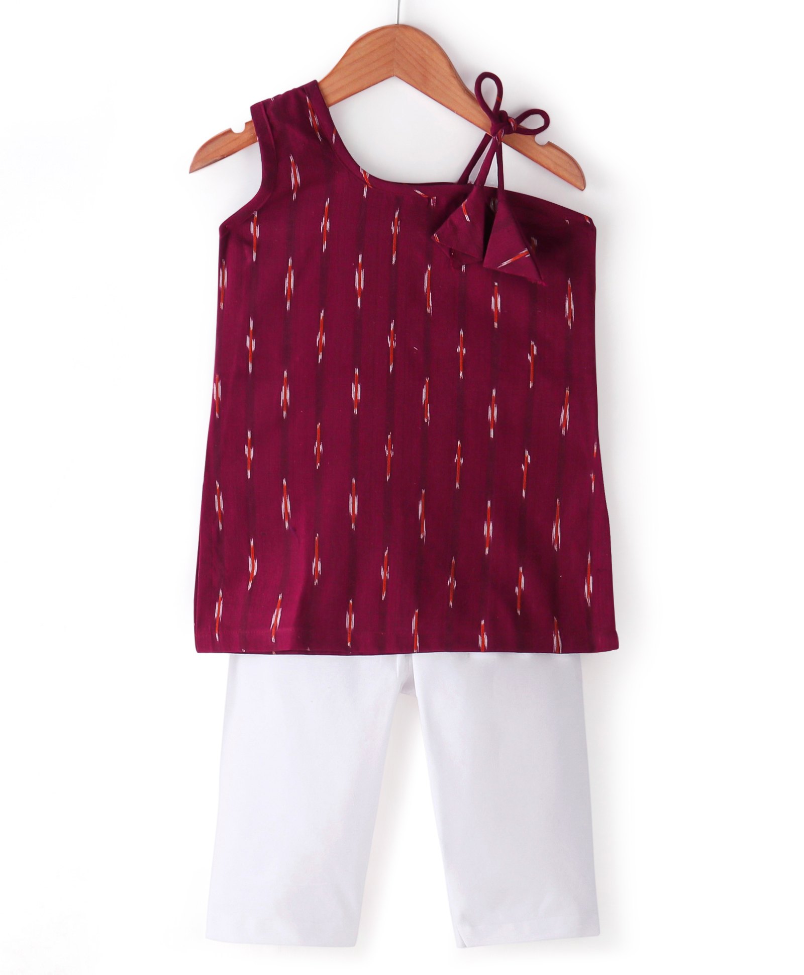 JAV Creations Sleeveless Abstract   Designed Kurta & Pant - Maroon-picture-41