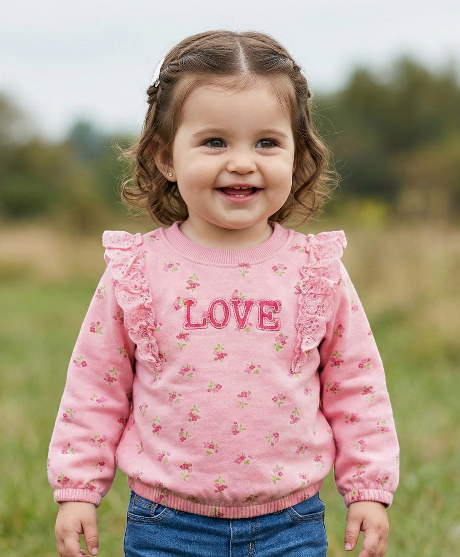 Babyoye Cotton Woven Full Sleeves Winter Wear Top with Text Embroidery & Frill Detailing - Pink-picture-18