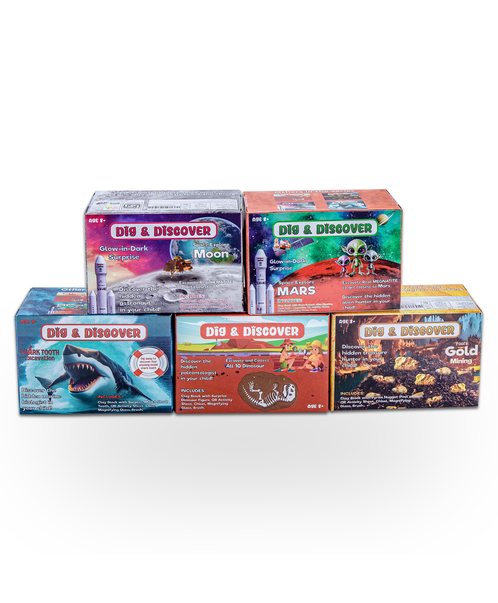 Kimon Toys - Dig & Discover - Box Combo 5 Dino + Moon + Mars + Shark + Gold-picture-15