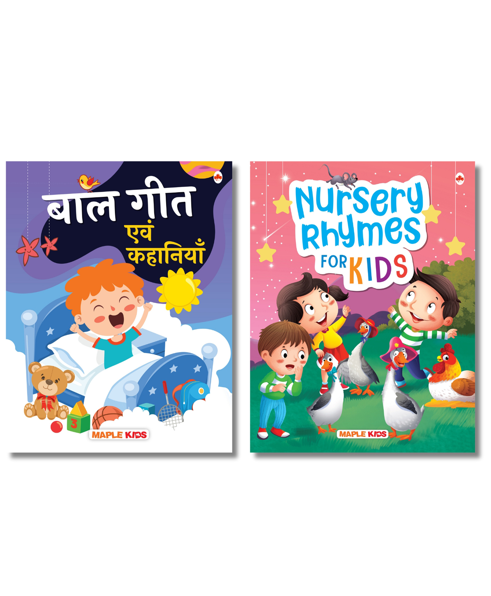 Nursery Rhymes for Kids Illustrated Set of 2 Books - English , Hindi