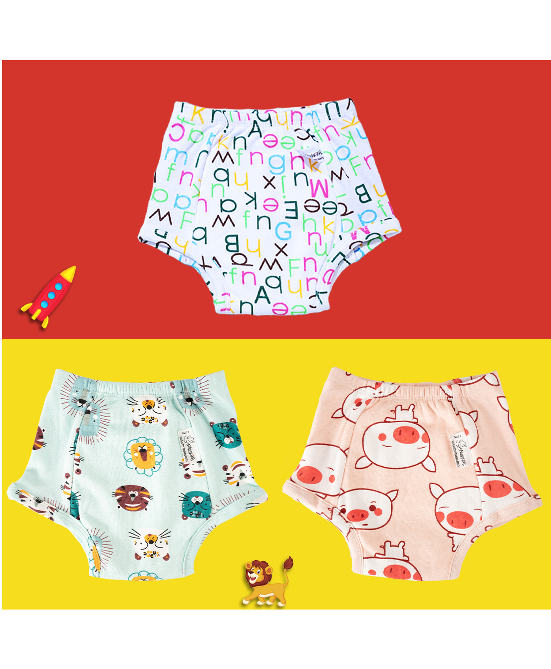 Snugkins Reusable Potty Training Pants/Underwear for Babies Pack of 3 , Small - Multi-picture-10