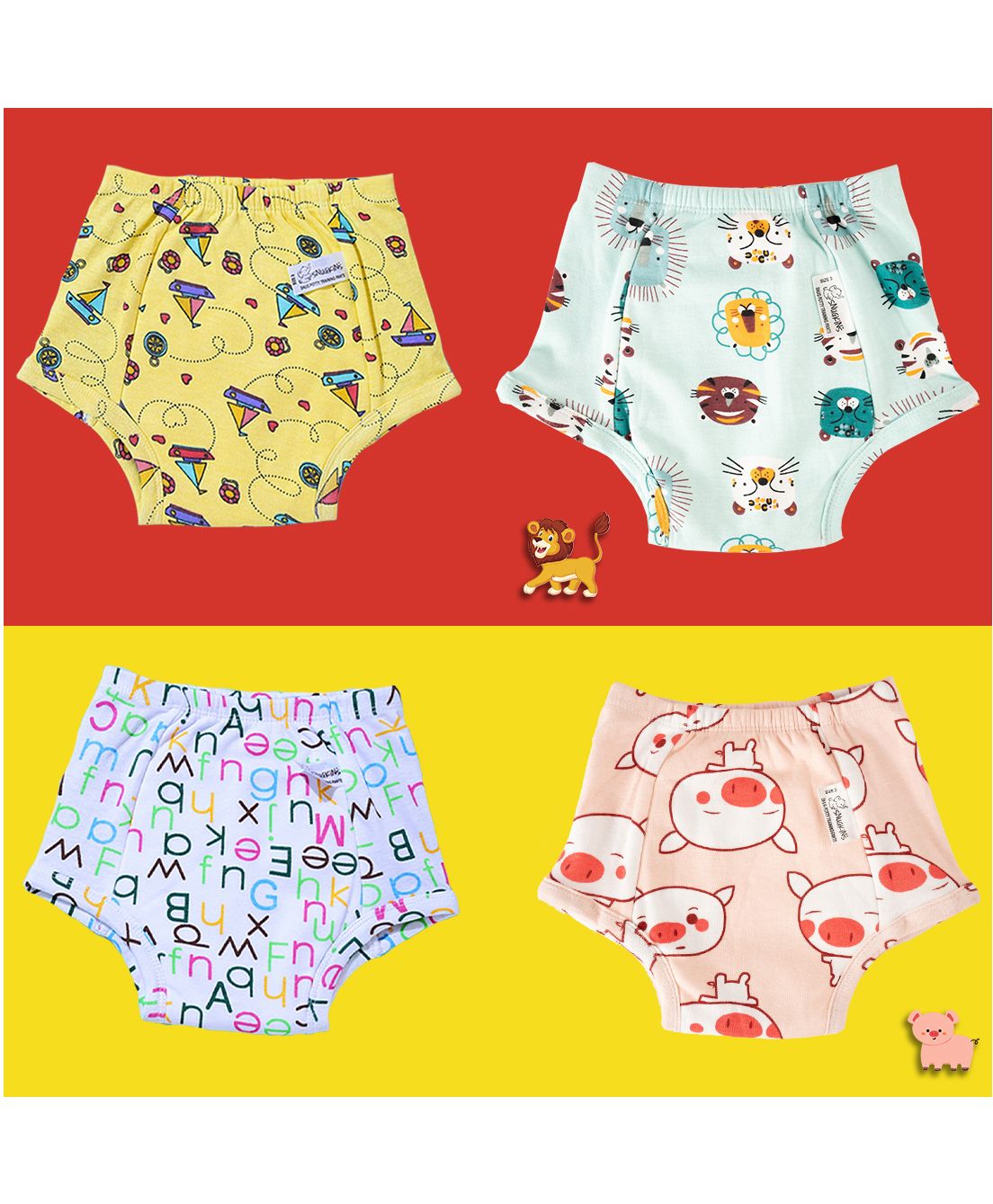 Snugkins Reusable Potty Training Pants/Underwear for Babies Pack of 4 , Medium - Multi-picture-24