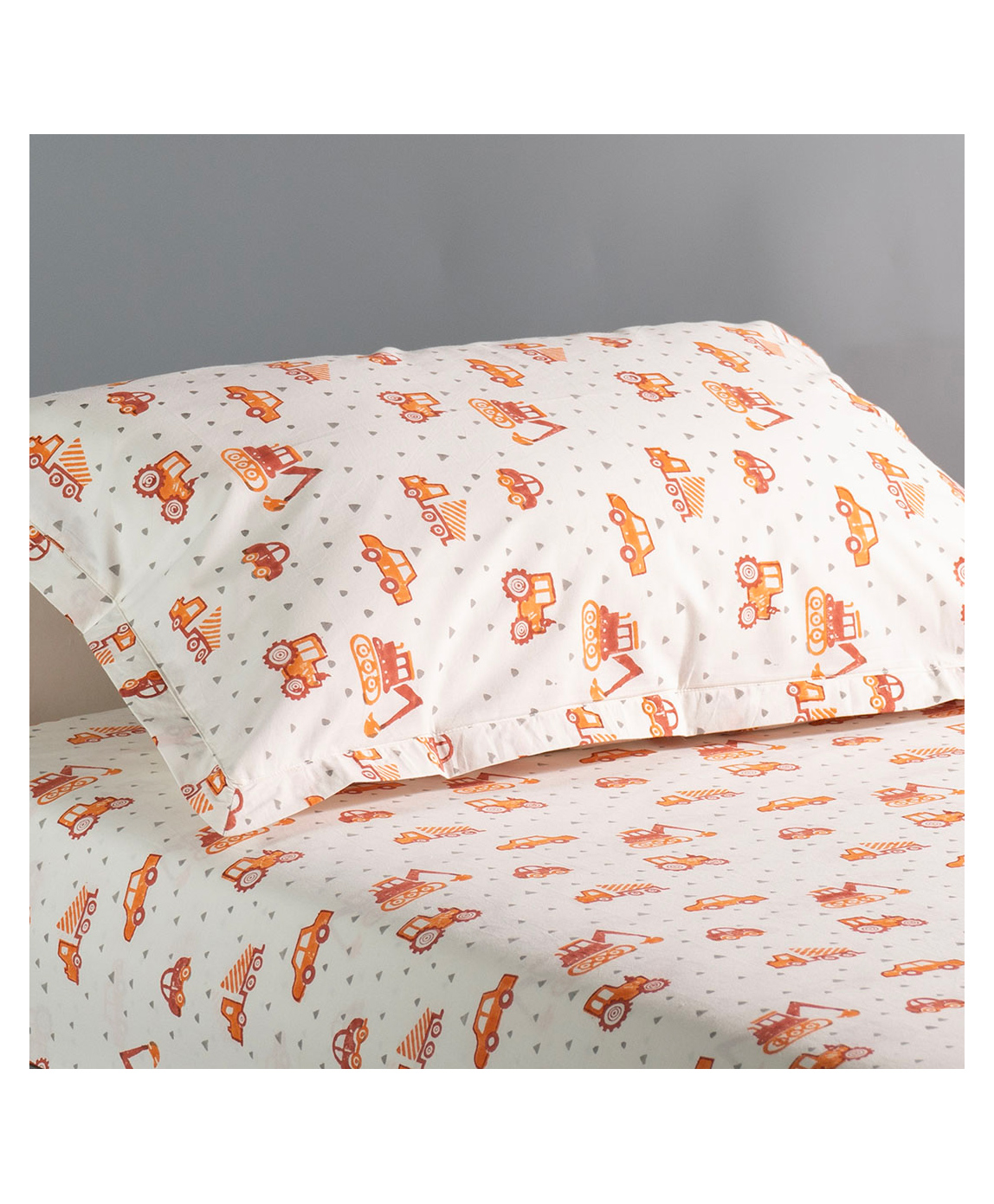Gudgoodie 100% Cotton Percale Flat Kids Bedsheet with Pillow Cover for Single Bed Vehicles Theme - Red-image-39