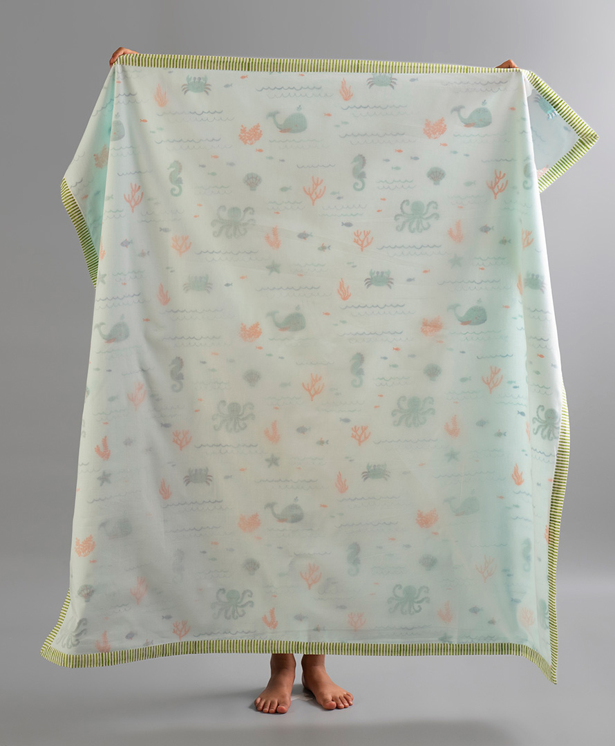 Gudgoodie 3 Layered Luxury Cotton Muslin Dohar for Kids - Undersea Oasis-image-27