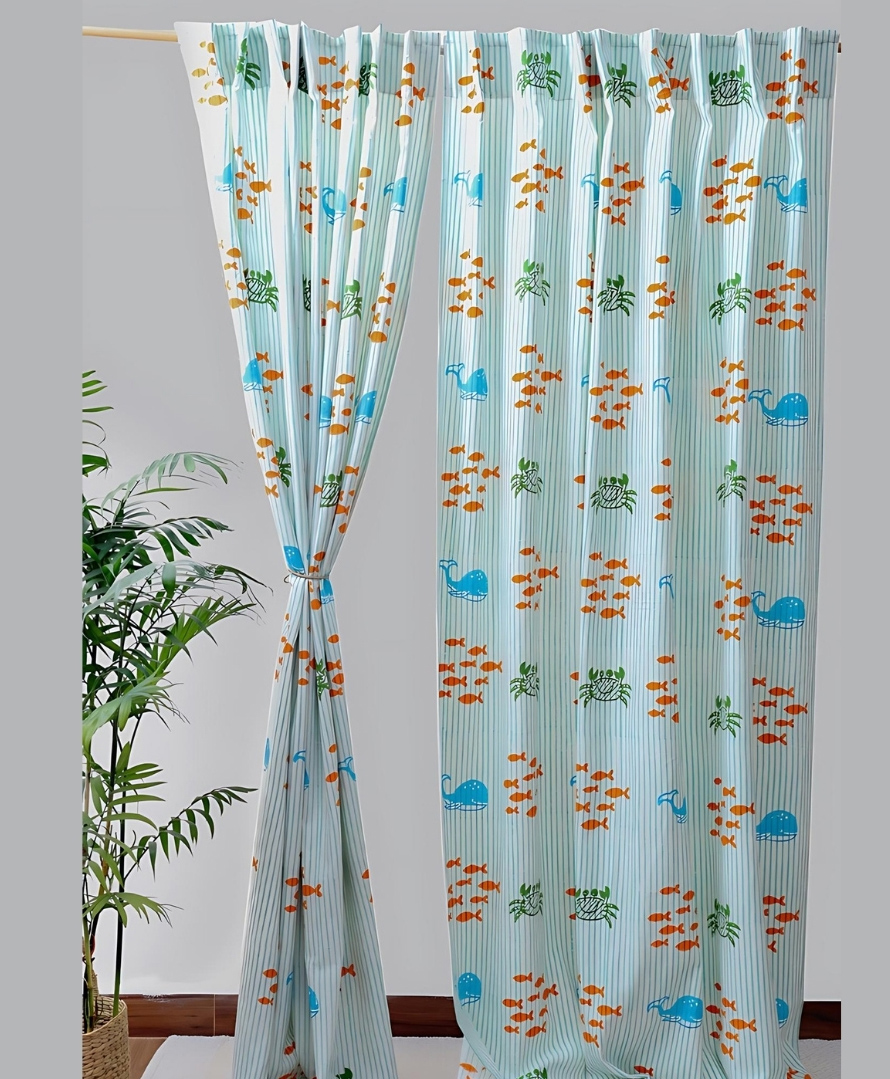 Gudgoodie 100% Cotton Canvas Window/Door Curtains -  Undersea Oasis-image-20