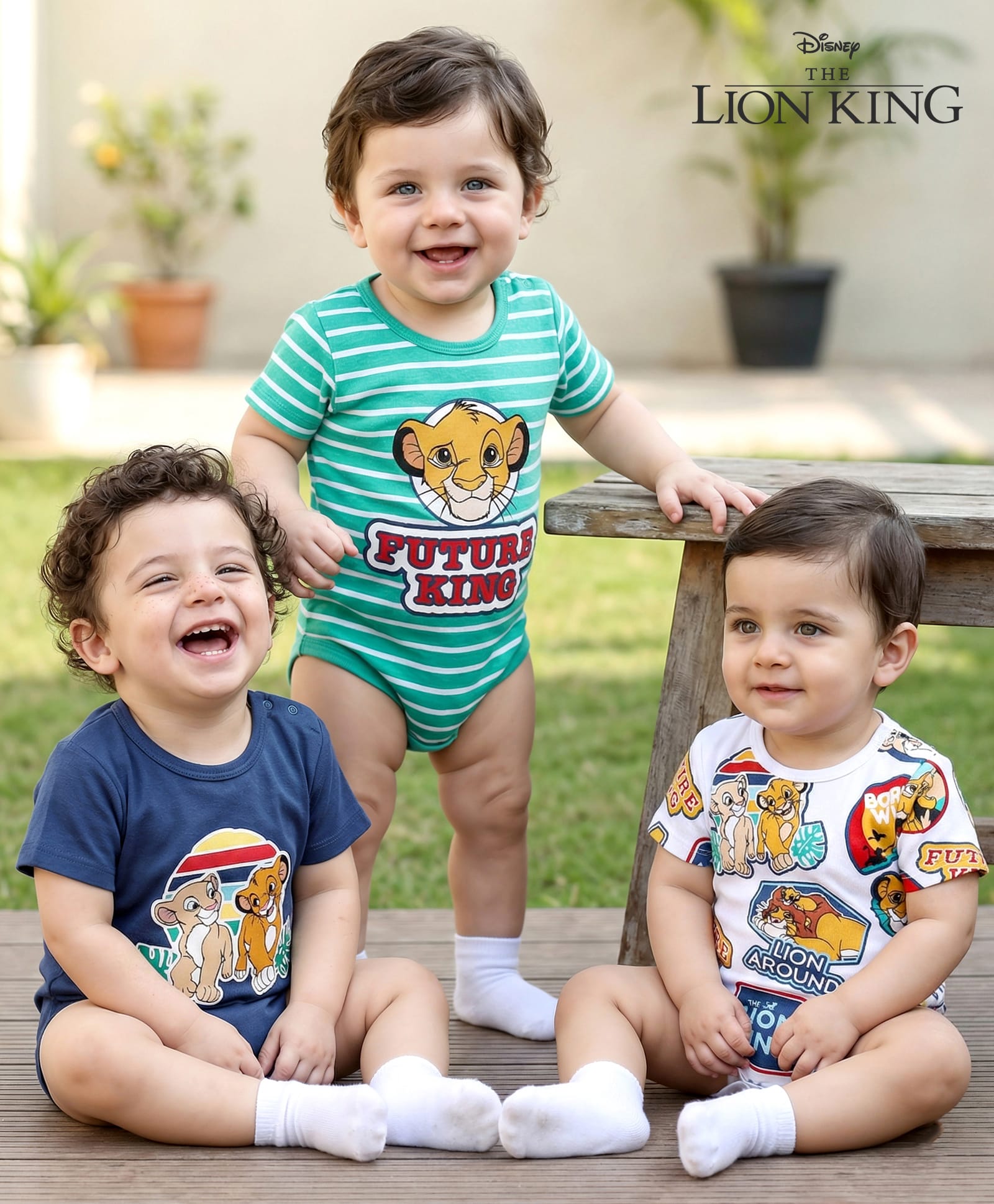Babyhug Disney Interlock Half Sleeves Onesies With Lion King Graphics Pack of 3 - Multicolour-image-34