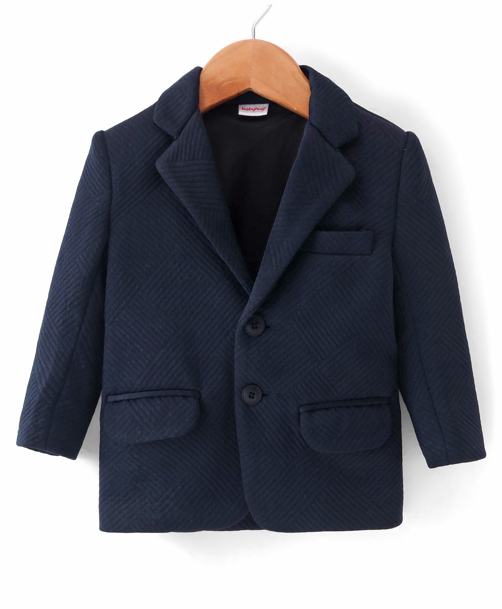 Babyhug Woven  Full Sleeves Solid Party Blazer -  Navy Blue-image-14