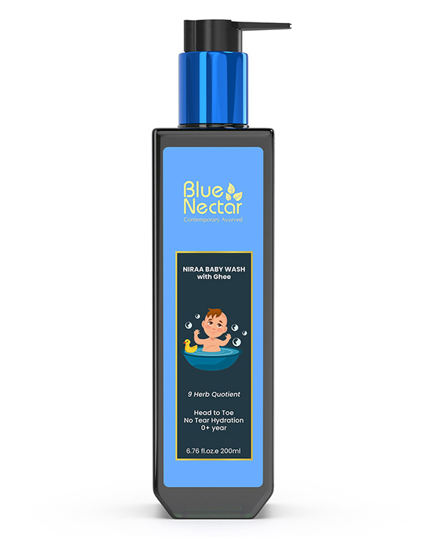 Blue Nectar Baby Wash for Bath with Organic Ghee | Gentle Cleanser Body Wash for Kids | Top to Toe Wash for Baby with Natural Moisturizer (200 ml, 9 Herbs)-picture-28