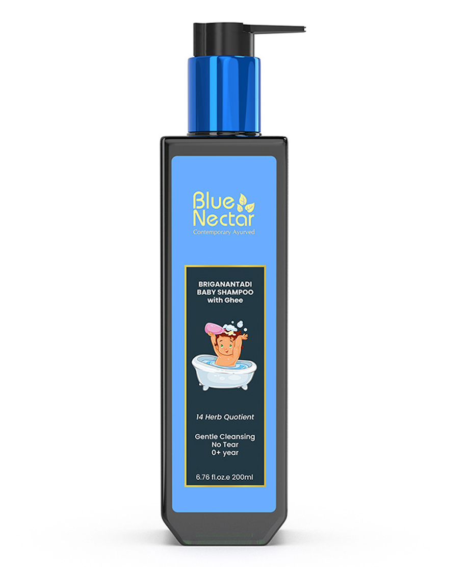 Blue Nectar Baby Shampoo for Kids with Natural Ghee | No Tear Formula | Natural Baby Care Product for New Born | For 0+ Years (200ml, 14 Herbs)-image-32