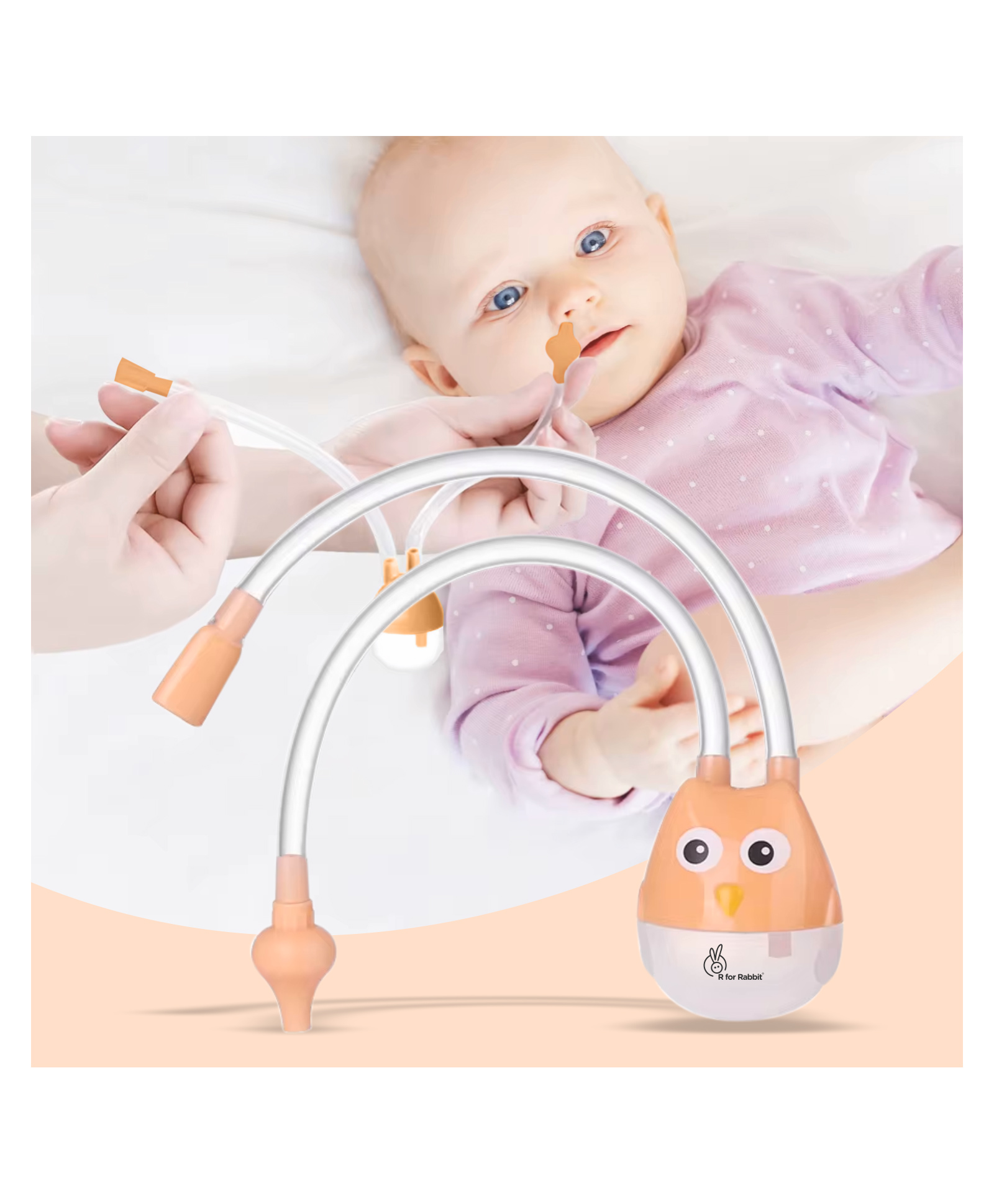 R for Rabbit Snowy Nasal Cleaner for Baby Painless Relief from Mucus & Blocked Nose - Orange