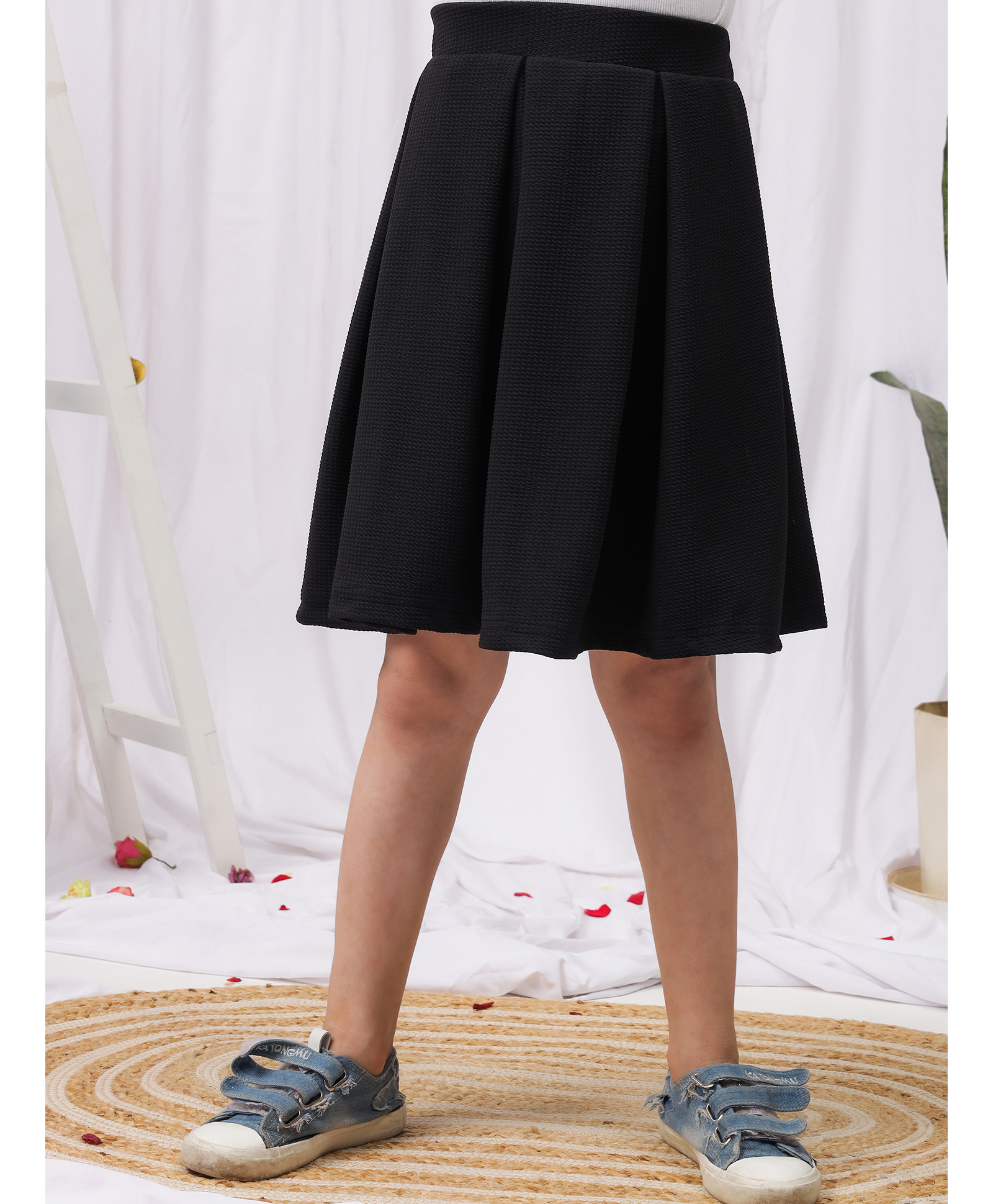 NEUDIS Self Designed Pleated   Skirt -  Black-picture-8