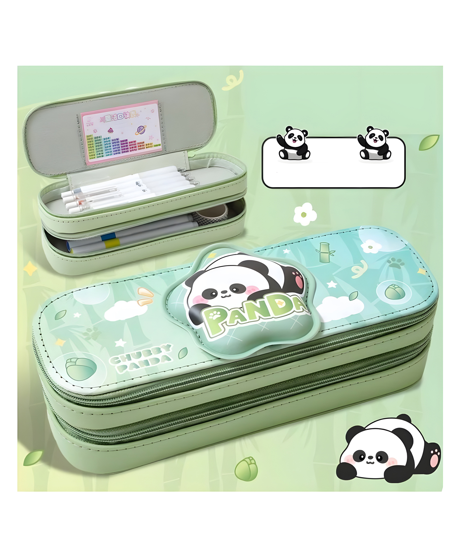 YAMAMA Cute Panda Pencil Pouch Cute Double Layer Large Capacity 3D EVA Stereo Pattern Pencil Case Double Layer Pencil Case Cartoon Pencil Case Student Stationery Box Suitable For School - Multicolor-image-8