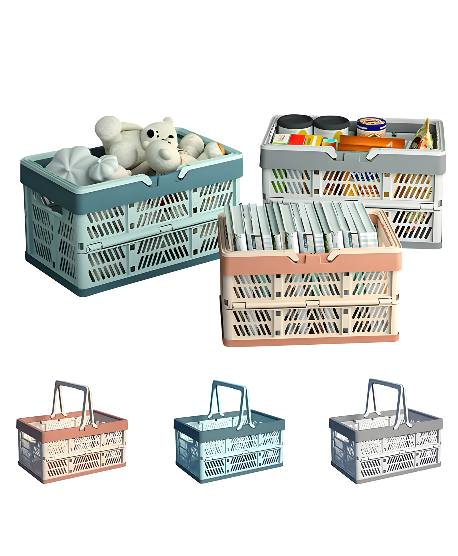 YAMAMA Foldable Portable Picnic Basket Vegetable Fruit Basket Supermarket Portable Shopping Basket Storage Box Bathroom Bedroom Kitchen Office Organization And Storage Essential  (Pack of 2  Color May Vary)-image-25