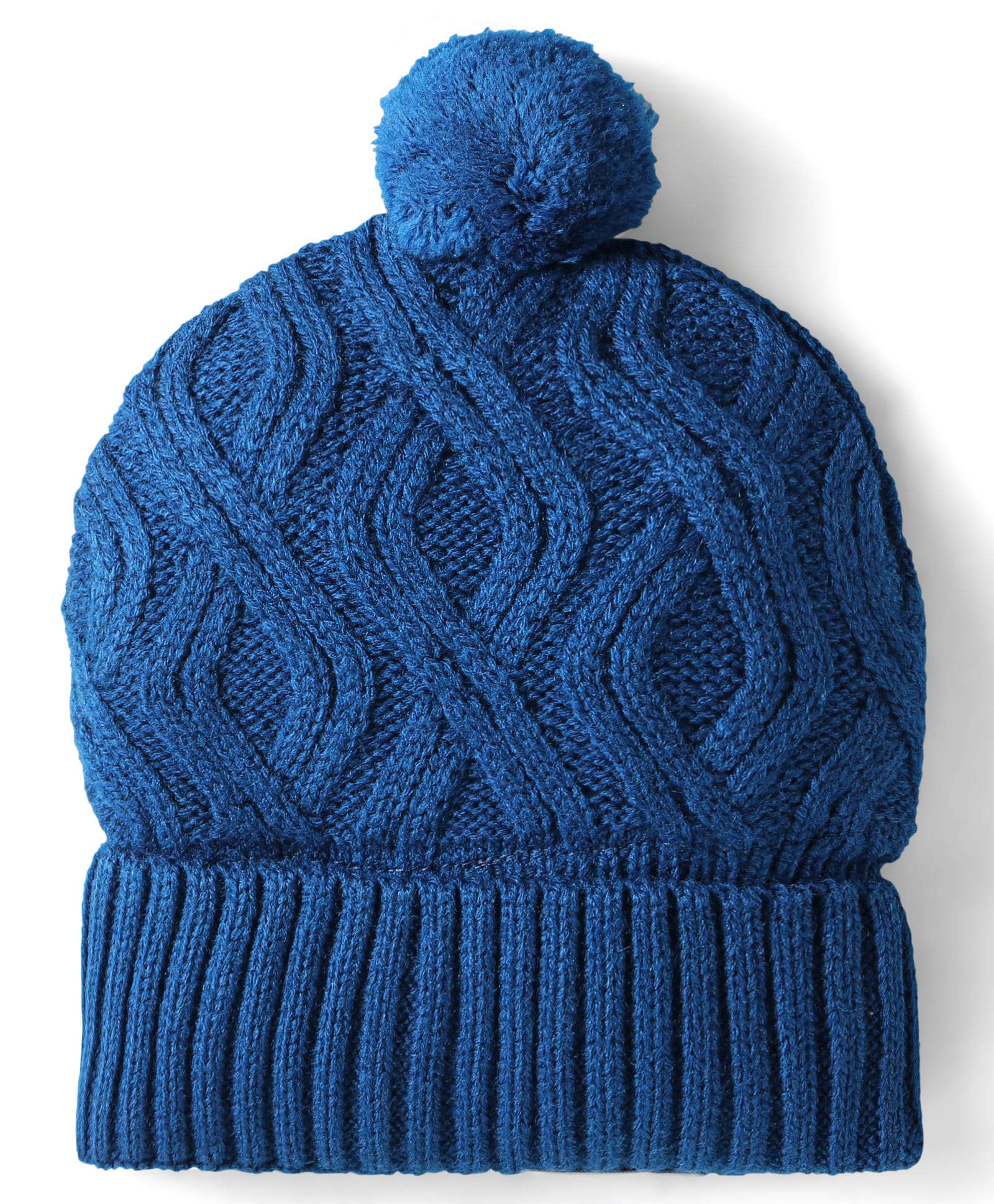 Babyhug Knit Woollen Cable Knit Design Cap With Pom Pom Applique Royal Blue - Diameter 11.5 cm-image-40
