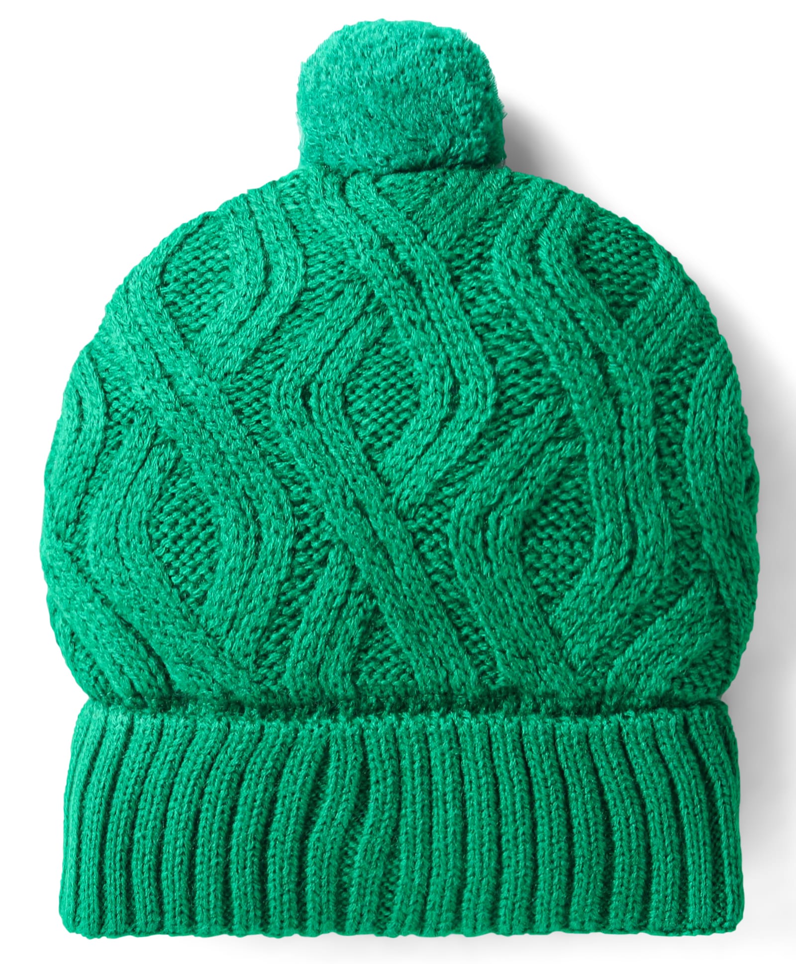 Babyhug Knit Woollen Cable Knit Design Cap With Pom Pom Applique Green - Diameter 11 cm-image-39