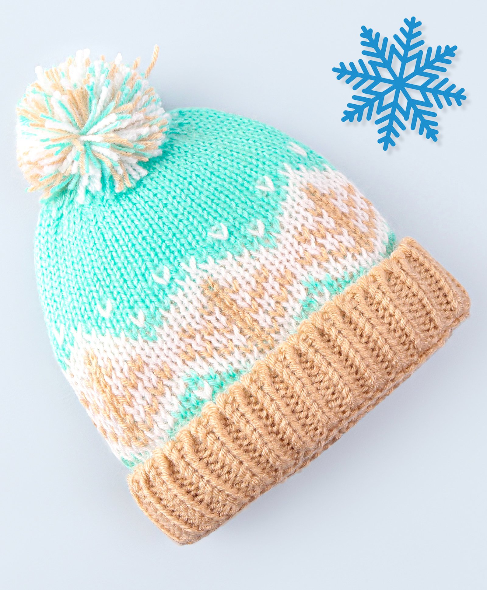 Babyhug Cable Knit Design Woollen Cap with Pom Pom - Green & Beige-picture-25