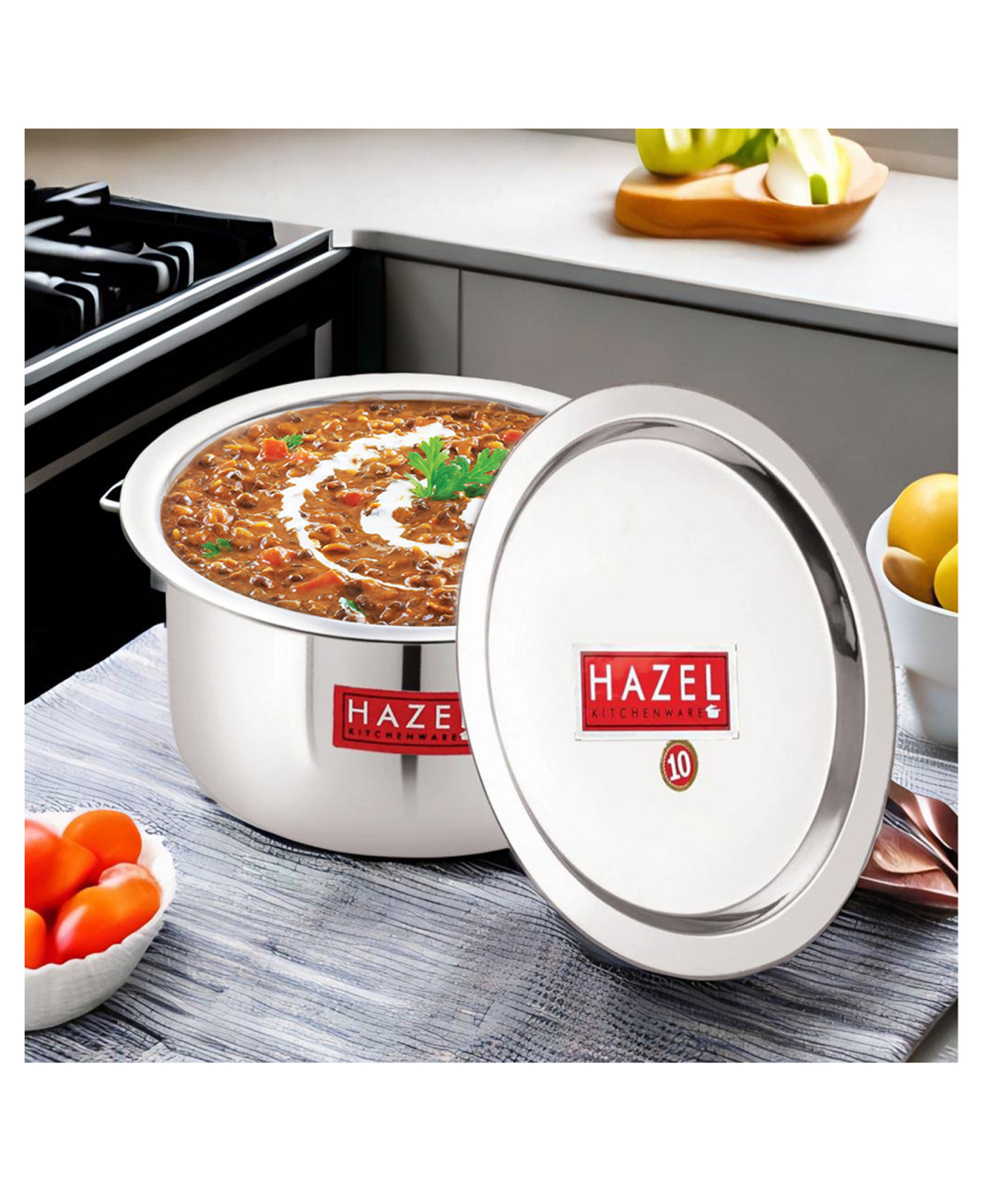 HAZEL Alfa Stainless Steel Tope Patila With Lid Premium Heavy Gauge Round Bottom Boiling Vessels Bhagona Dekchi, 16.5 cm, 1 Litre, Silver-image-37