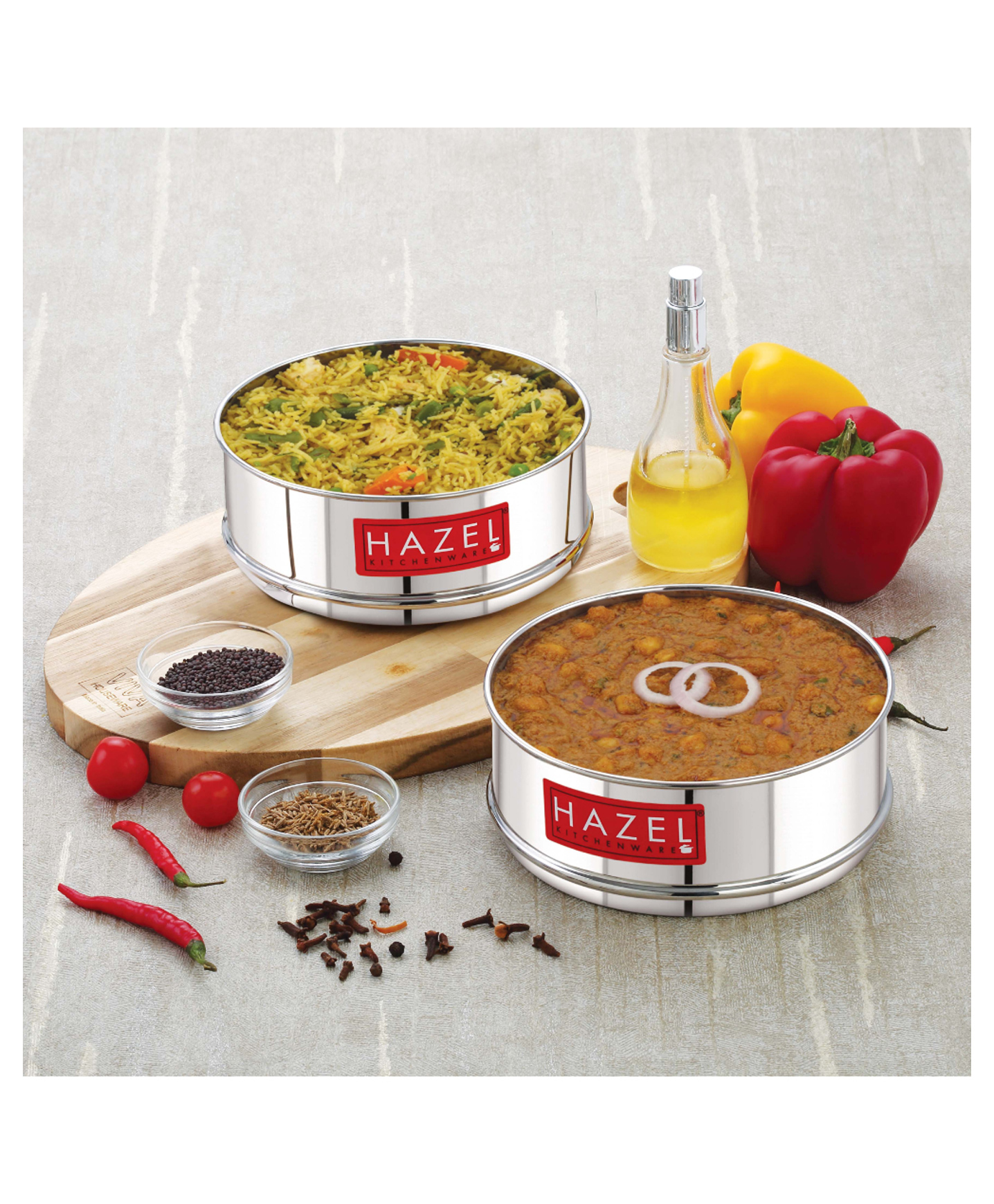 HAZEL Stainless Steel Flat Cooker Dabba Set of 2, 750ml (each), Silver, 5ltr-picture-29