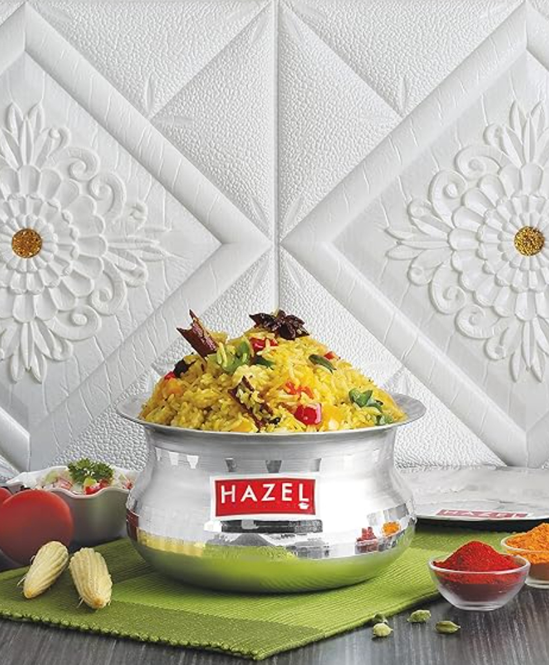 HAZEL Aluminium Handi With Lid Machine Hammered Finish Biryani Rice Cooking Pot Gol Patiya Tope Patila Vessel, 15.5 cm, 1200 ml-image-1