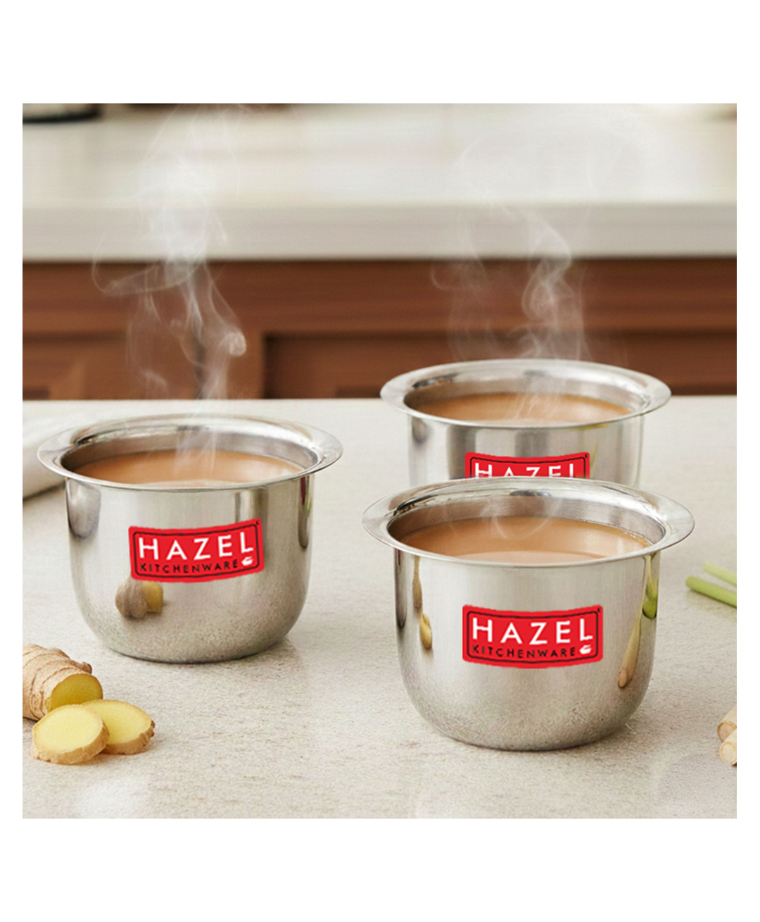 HAZEL Stainless Steel Tea Glasses Mini Traditional Design Coffee Milk Serving Glass Patra Pela Set of 3, 9 cm, 100 ml, Silver-picture-40