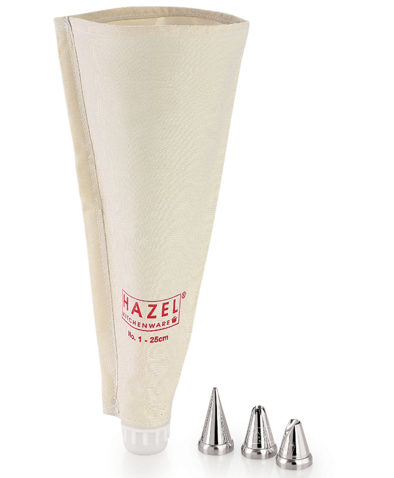HAZEL Piping Bags With Nozzles Set |Reusable Cake Icing Bag With 3 Nozzles |Piping Bags For Cake Decoration Items , Small Size 25 cm, White-image-20