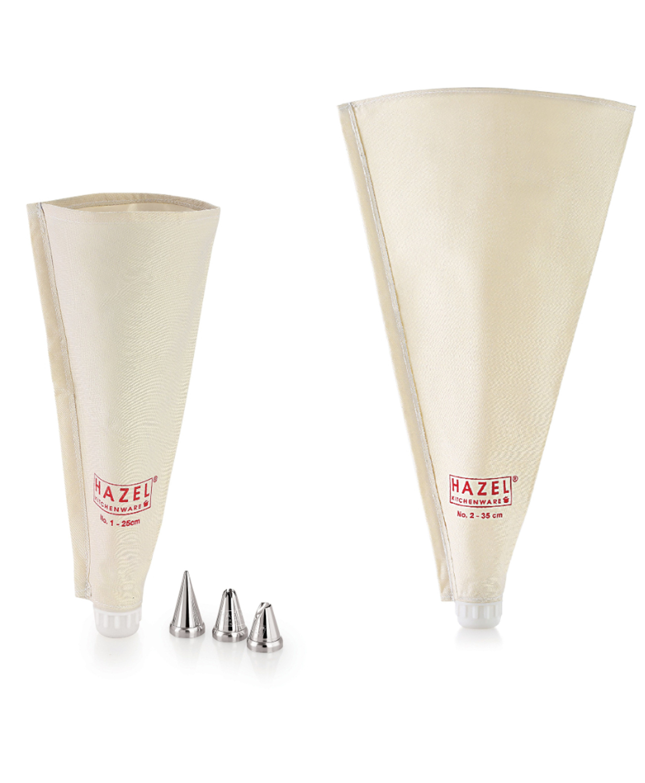 HAZEL Piping Bags With Nozzles Set |Cake Icing Bag With 3 Nozzles |Piping Bags For Cake Decoration Items , (2 Reusable Piping Bags, 3 Nozzles), White-image-19