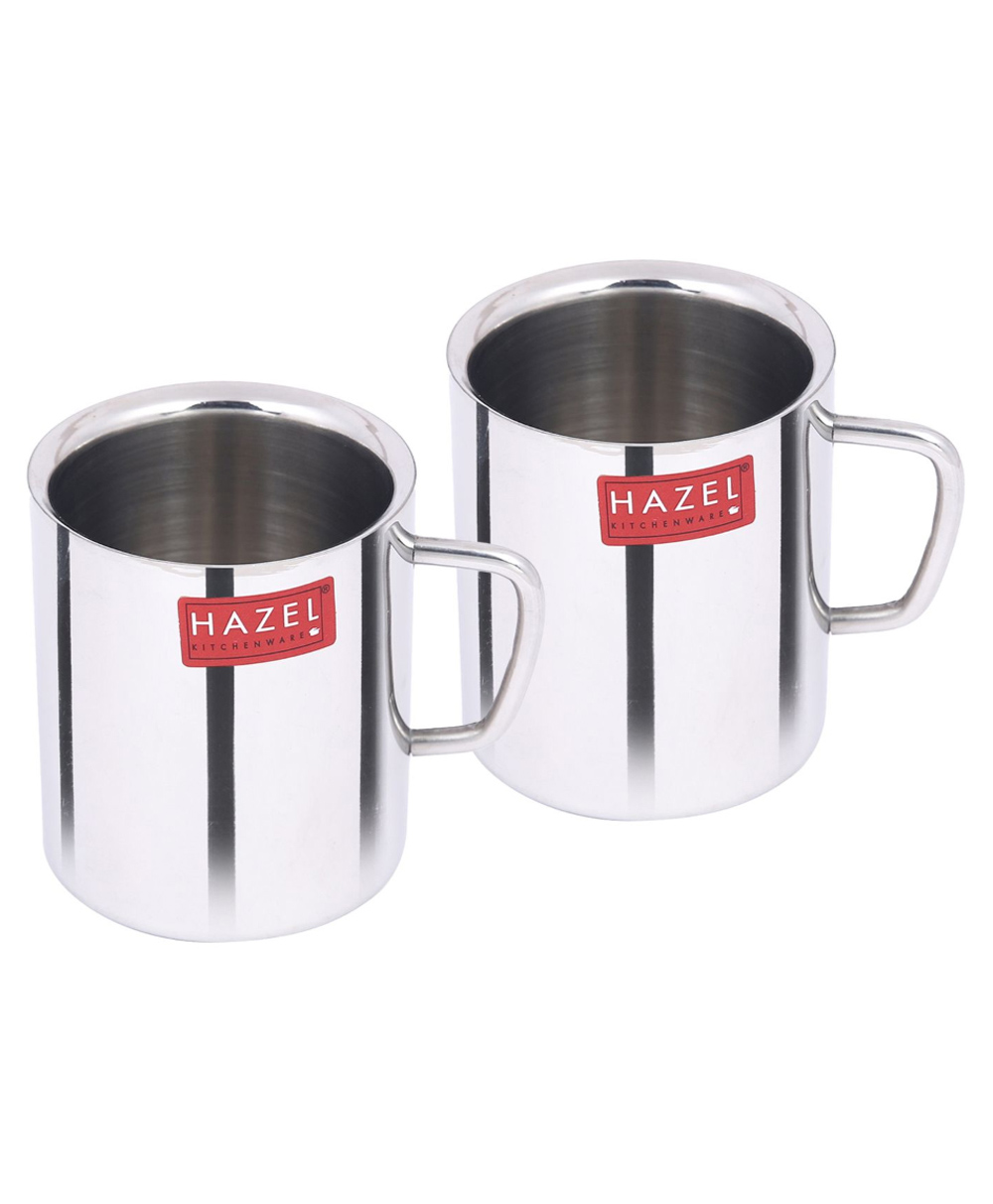 HAZEL Stainless Steel Double Wall Green Tea Coffee Big Sobar Mug, Set of 2, 210 ml (Each)-image-27
