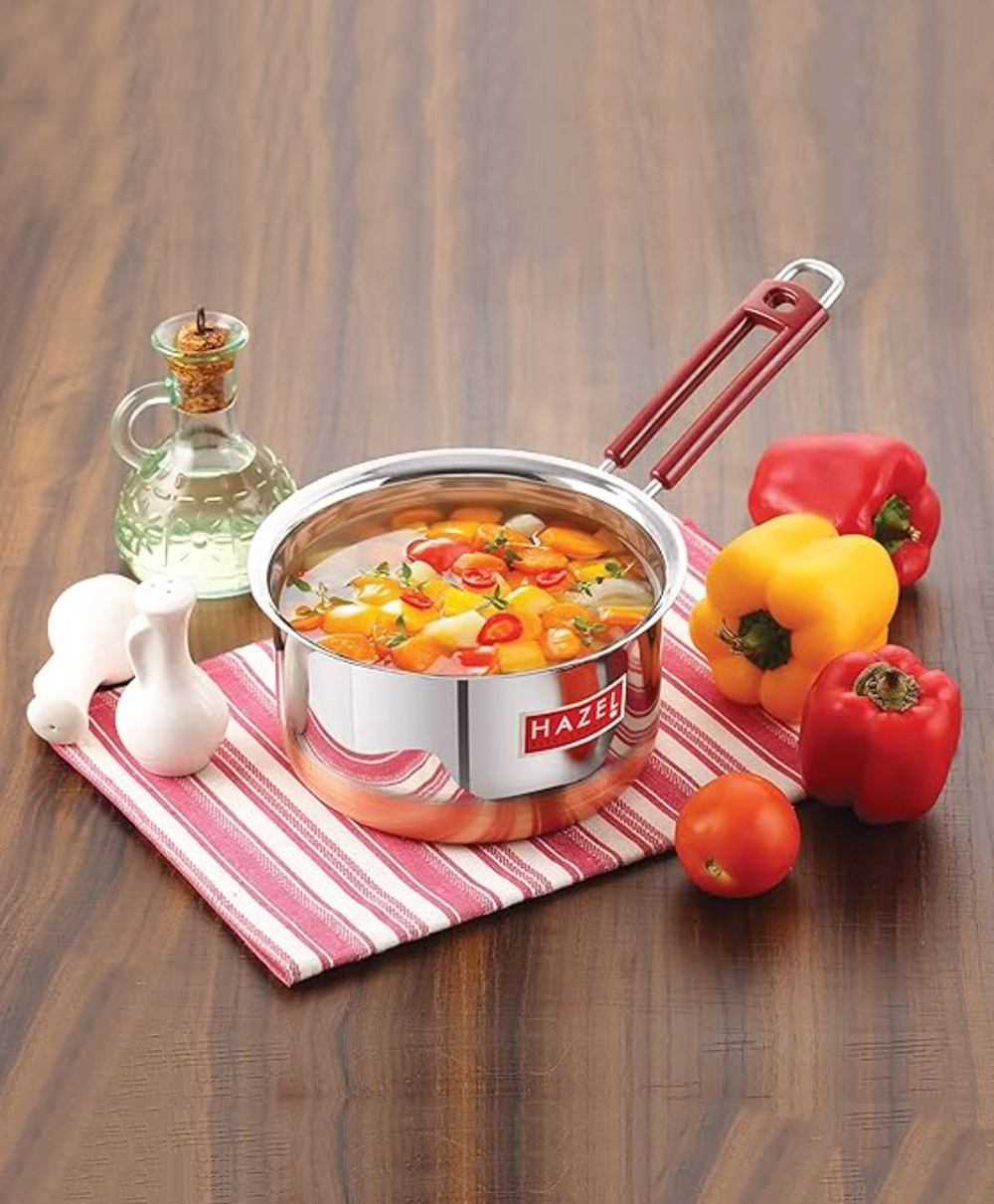 HAZEL Stainless Steel Milk Saucepan Copper Bottom Tea Pan With Fixed Rubber Grip Handle, 1000 ml, Silver-image-31
