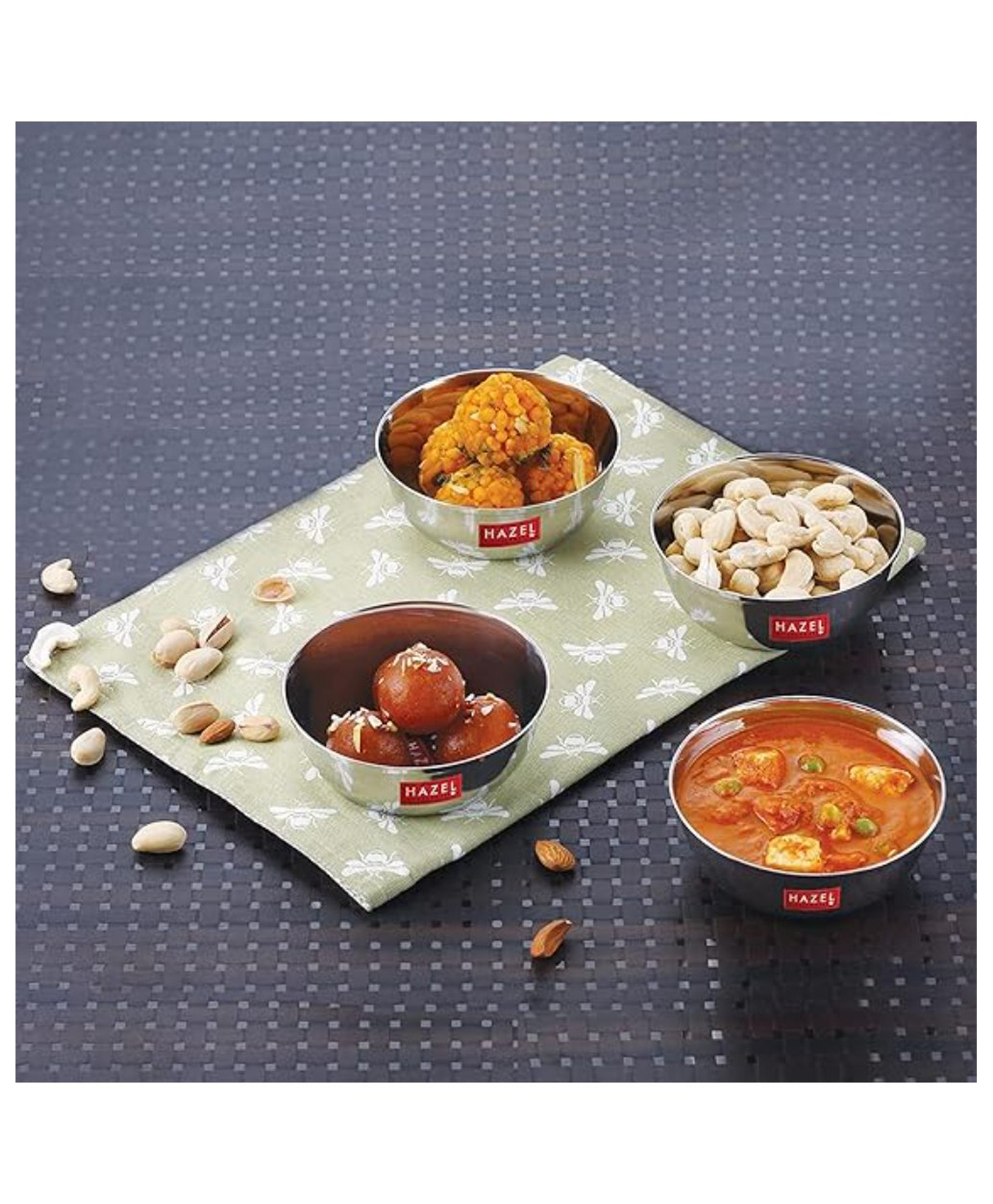 HAZEL Stainless Steel Bowl Vati | Steel Bowl Set For Kitchen | Dinner Bowl Katori Serving Wati, 270 ml, Set of 4-image-28