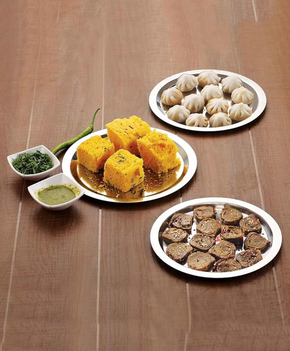 HAZEL Stainless Steel Cover Lid with Hole Chiba Ciba For Topes Pots, Set of 3, Silver-picture-37