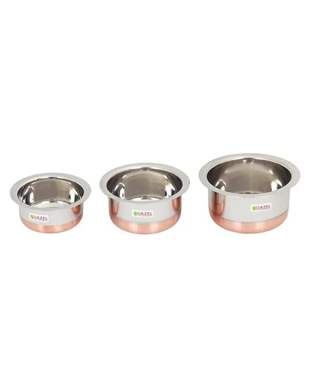 HAZEL Stainless Steel Copper Bottom Patila Tope Set of 3, 350 to 830 ml-picture-22