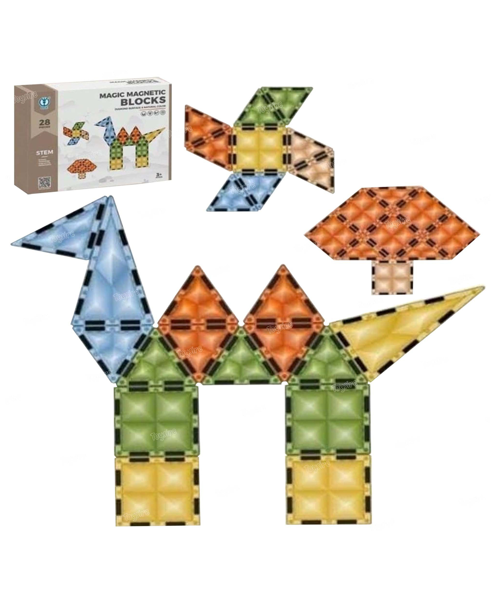 Toysire Magnetic Blocks 28Pcs Diamond Surface And Natural Color Shapes Learning For Kids Girls Boys-image-24