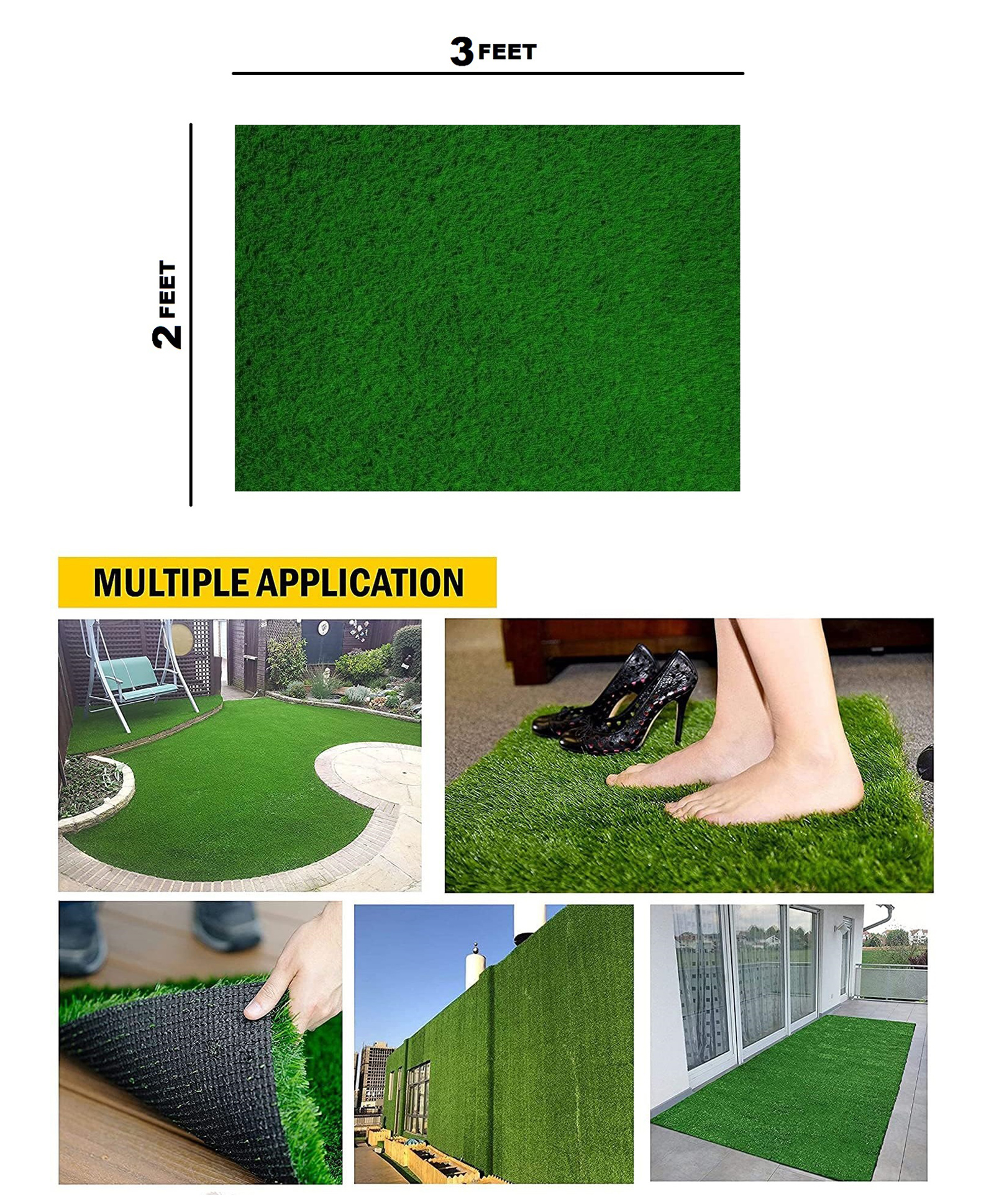 INPOUT 25MM High Density Artificial Grass Carpet For Balcony/Lawn/Door(L 60 X B 90 cm)-picture-32