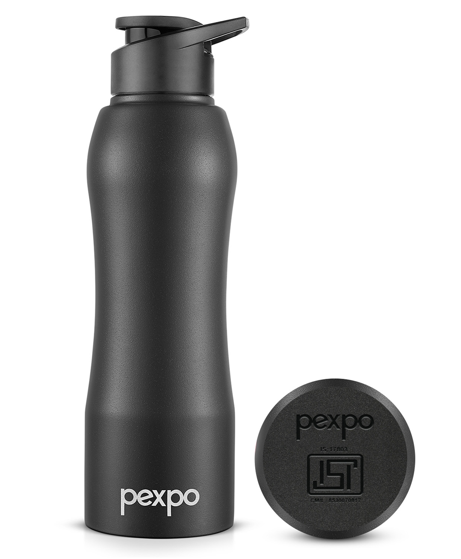 Pexpo Bistro Stainless Steel Fridge Cooling/Sports Sipper Water Bottle 1 Litre, Knight Black|Single Walled|Easy Grip | Home, Office, Gym, School, Yoga, Trekking, Men, Women & Kids-image-6