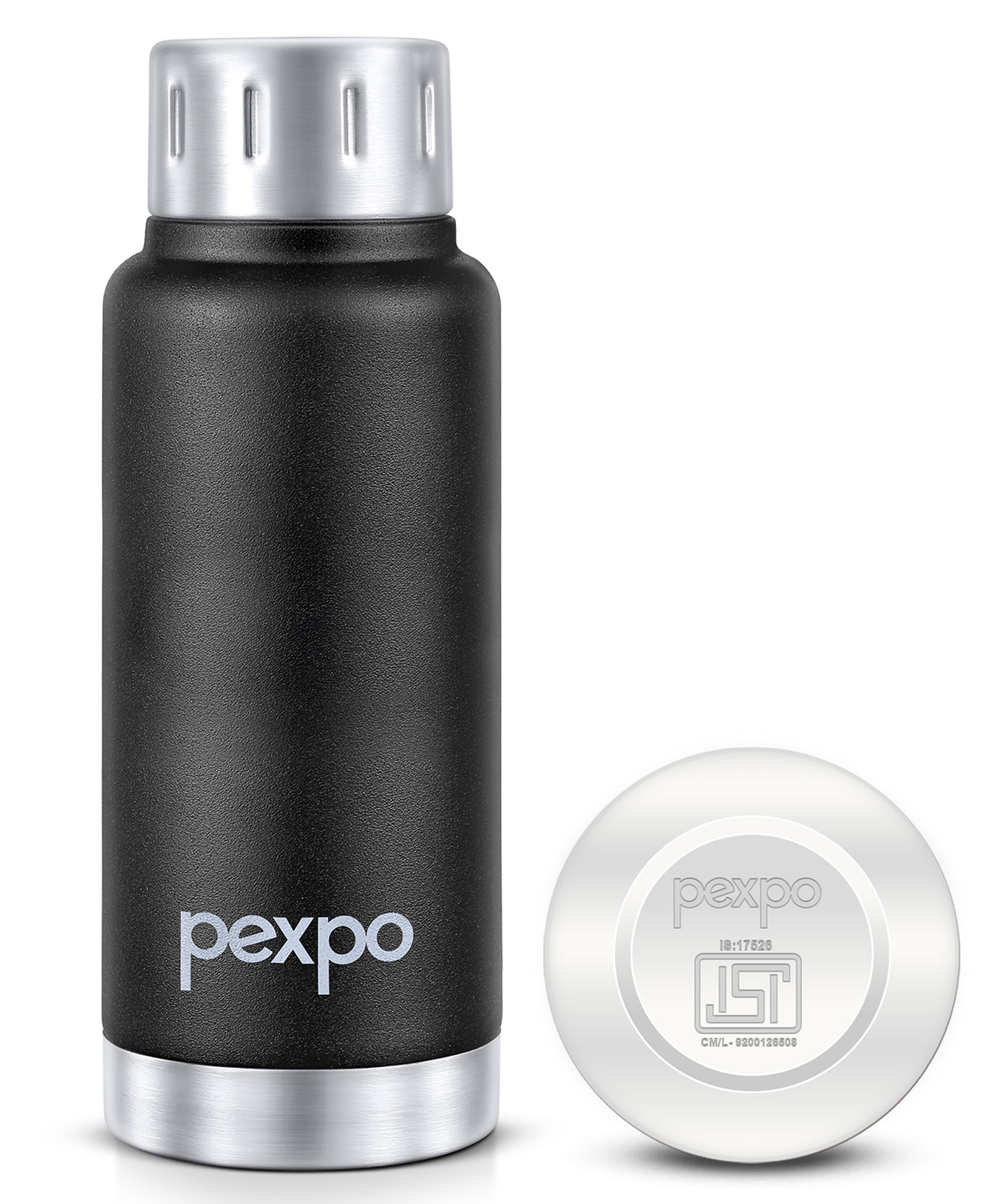 Pexpo Cameo Hot & Cold 300ml Stainless Steel Water Bottle|Black Knight| Vacuum Insulated| Leak proof & BPA Free| Screw Cap| Office, School, Gym, & Travelling|Men, Women & Kids-image-47