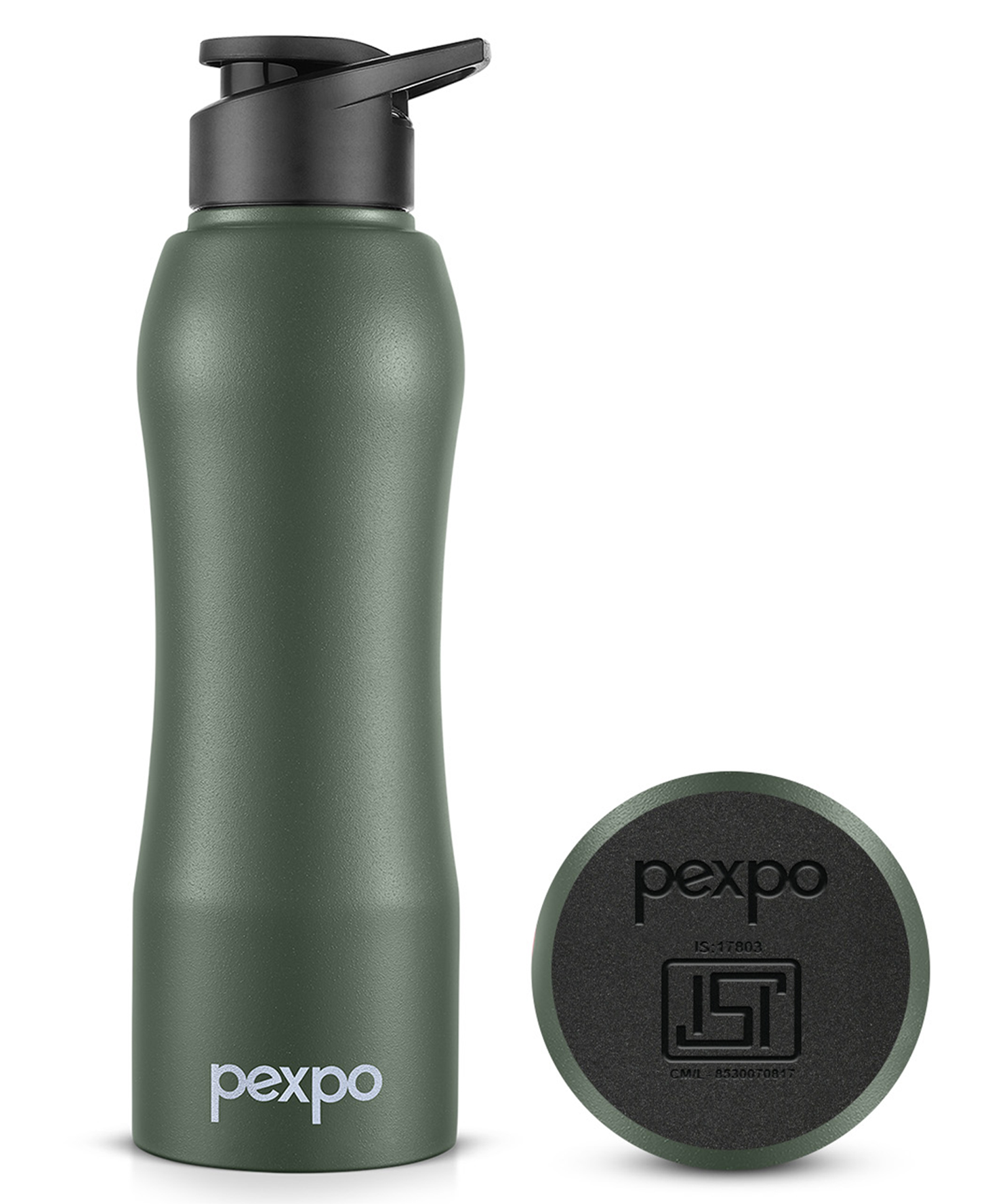 Pexpo Bistro Stainless Steel Fridge Cooling/Sports Sipper Water Bottle 750 ml, Military Green|Single Walled|Easy Grip | Home, Office, Gym, School, Yoga, Trekking, Men, Women & Kids-image-42