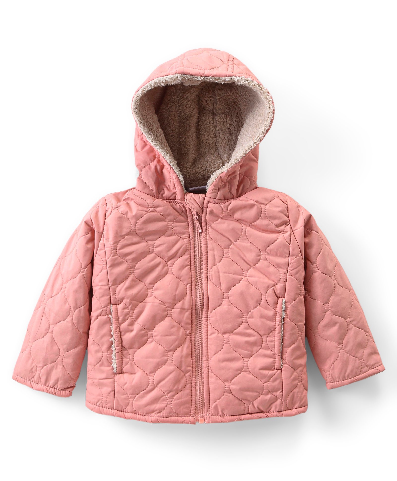 Babyhug Cotton Knit Full Sleeves Padded Hooded Winter Jacket with Pockets - Pink-picture-26